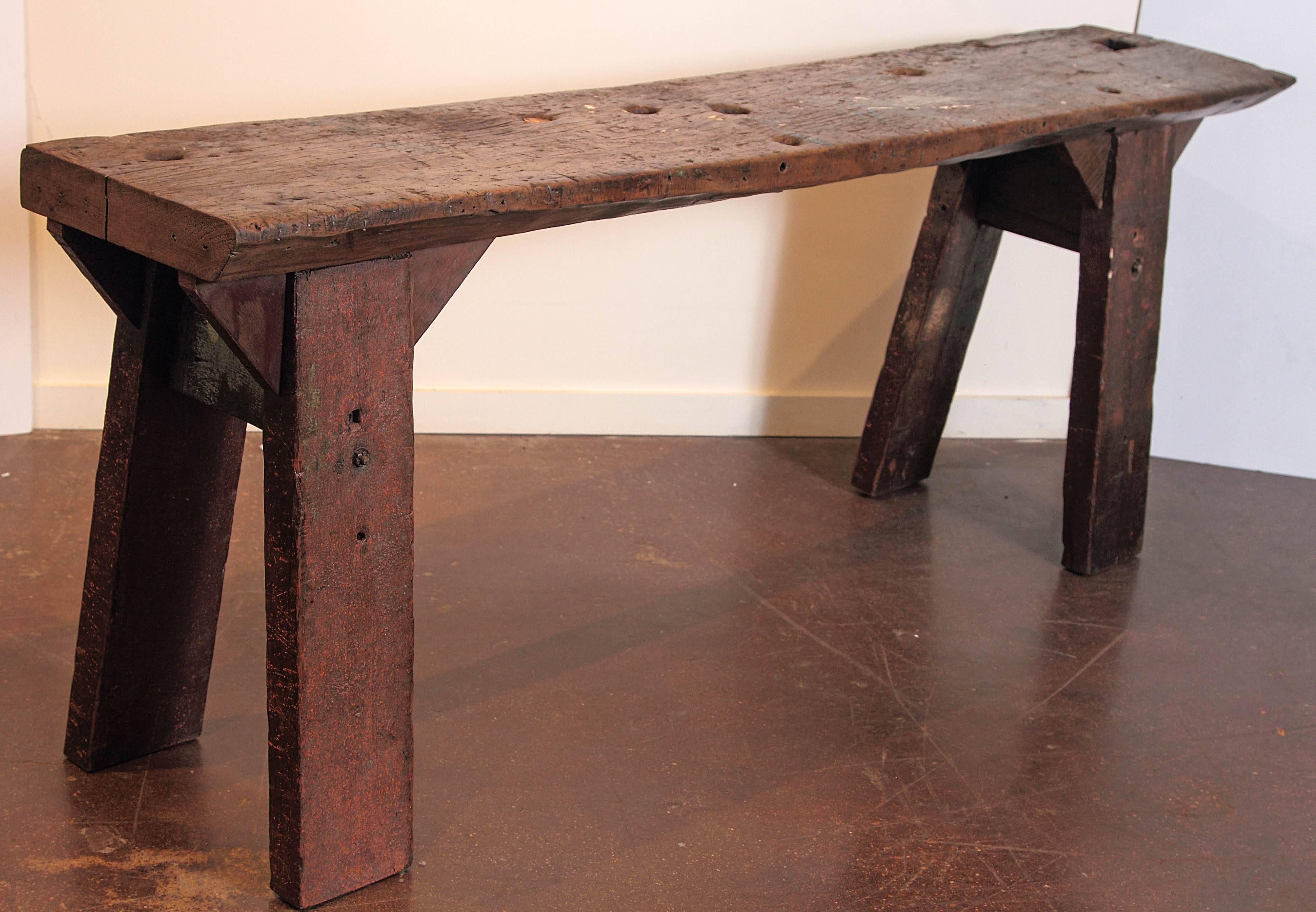 French Shop Table as Narrow Console Table, circa 1920 In Excellent Condition In Dallas, TX