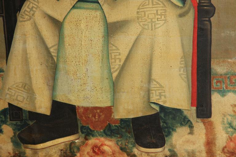 Chinese Ancestor Portrait In Fair Condition For Sale In Westwood, NJ
