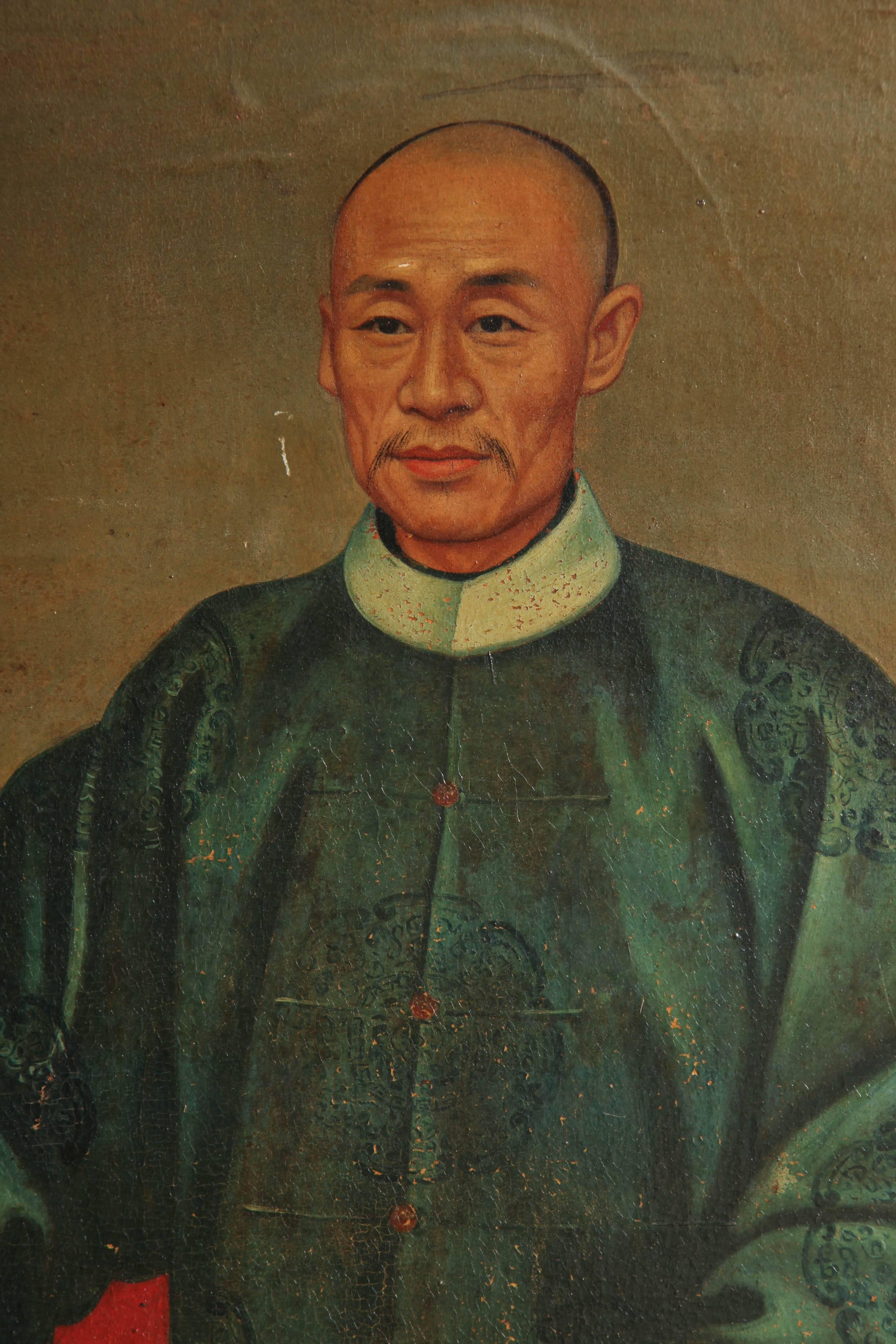 Chinesisches Ancestor-Porträt (Leinwand) im Angebot