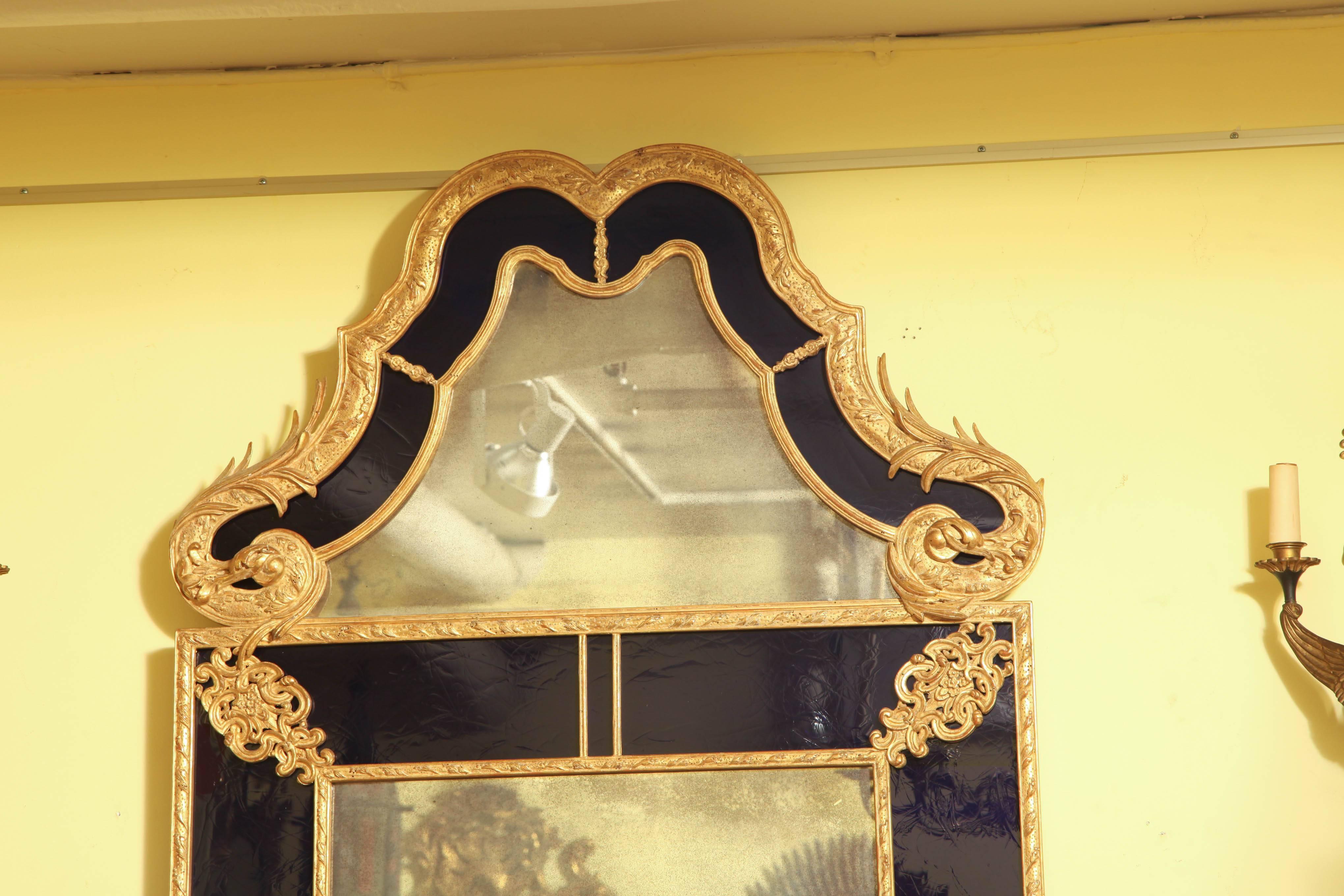 George I Style Cobalt Mirror In Excellent Condition In Westwood, NJ