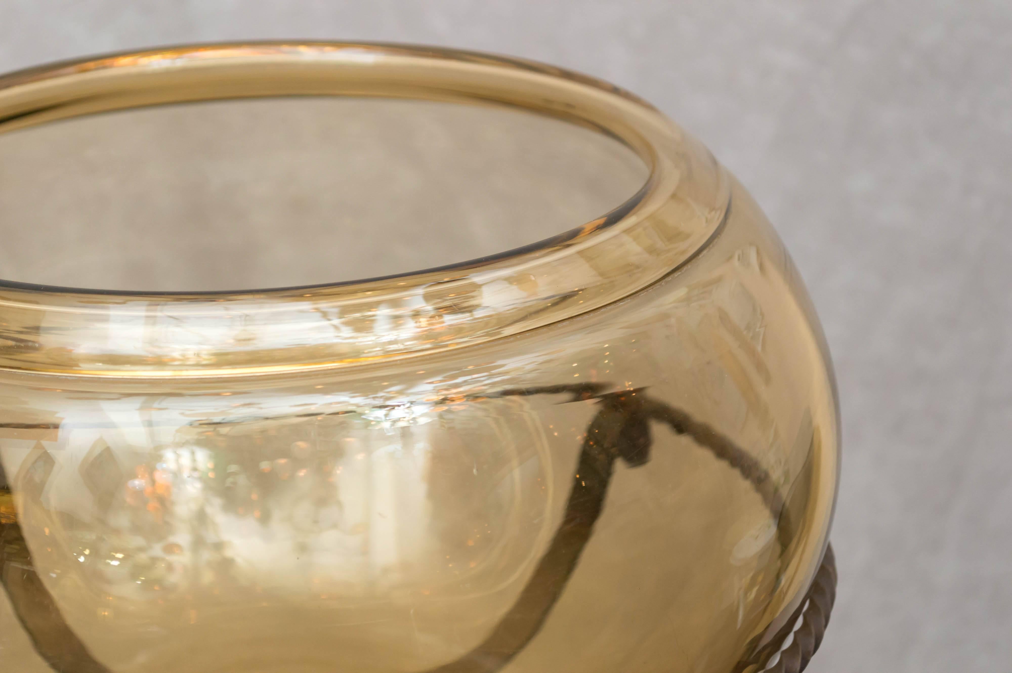 Fired Wrought Iron & Hand Blown Glass Fish Bowl
