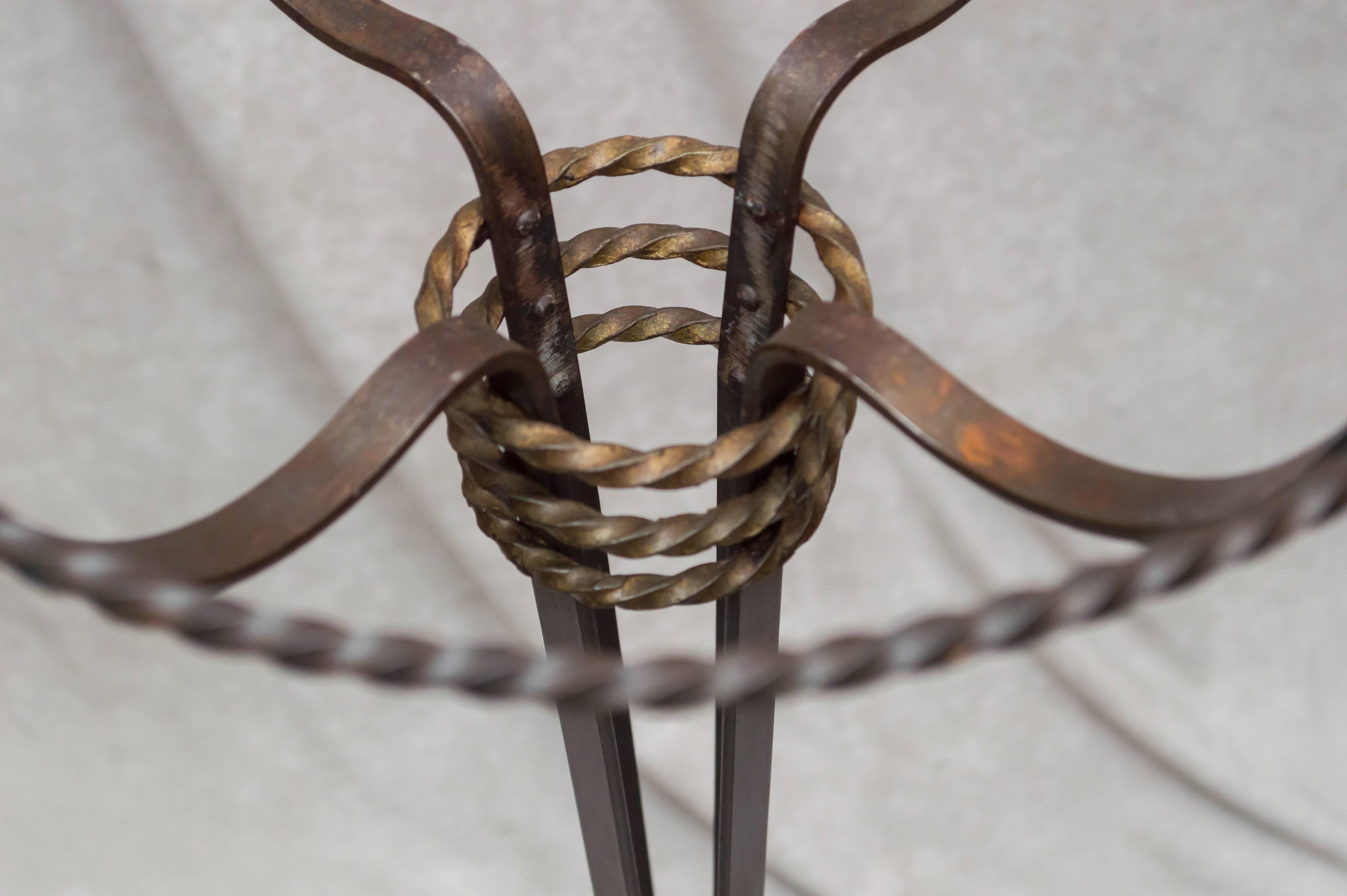 Early 20th Century Wrought Iron & Hand Blown Glass Fish Bowl