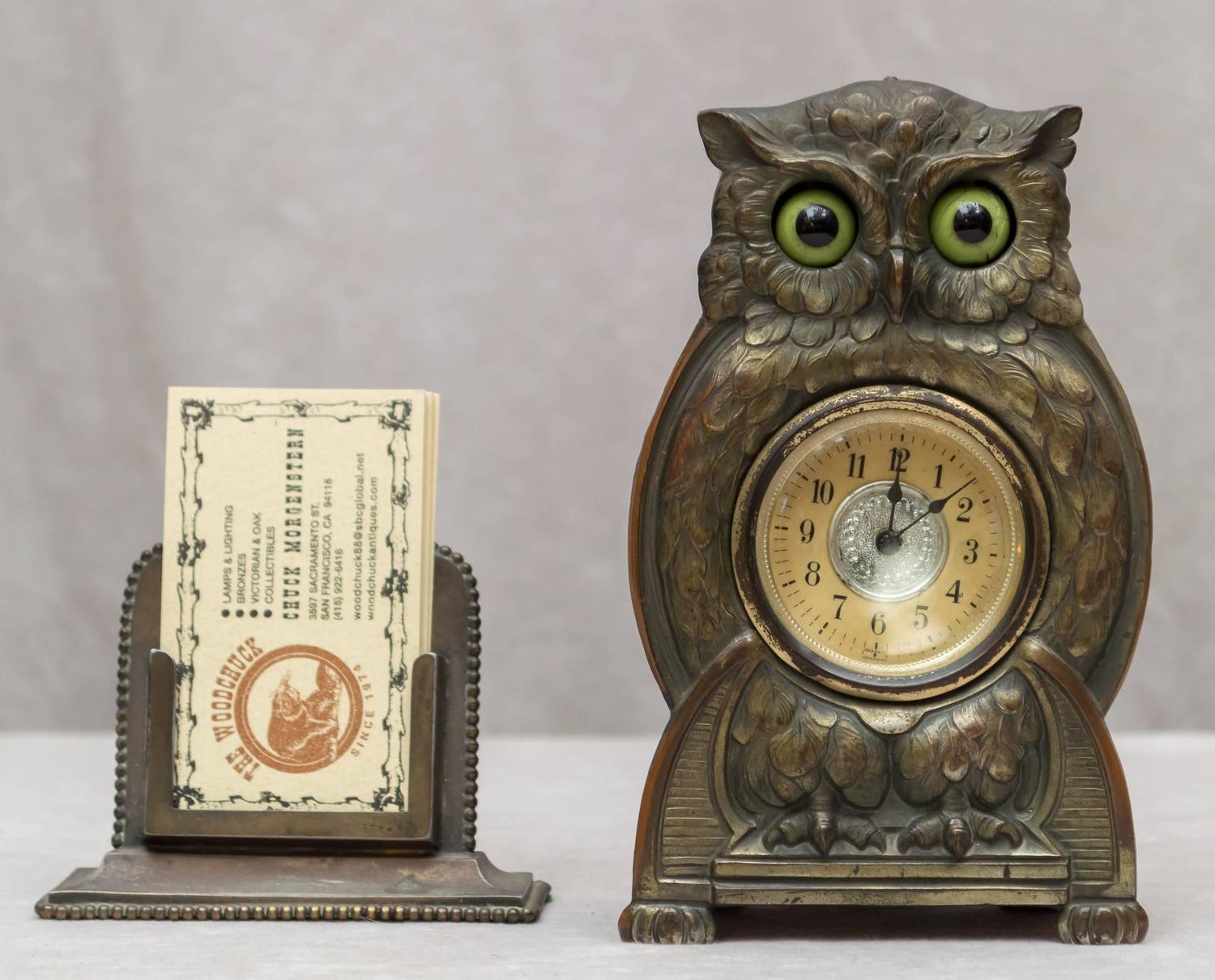 Whimsical Mechanical Owl Clock For Sale at 1stdibs