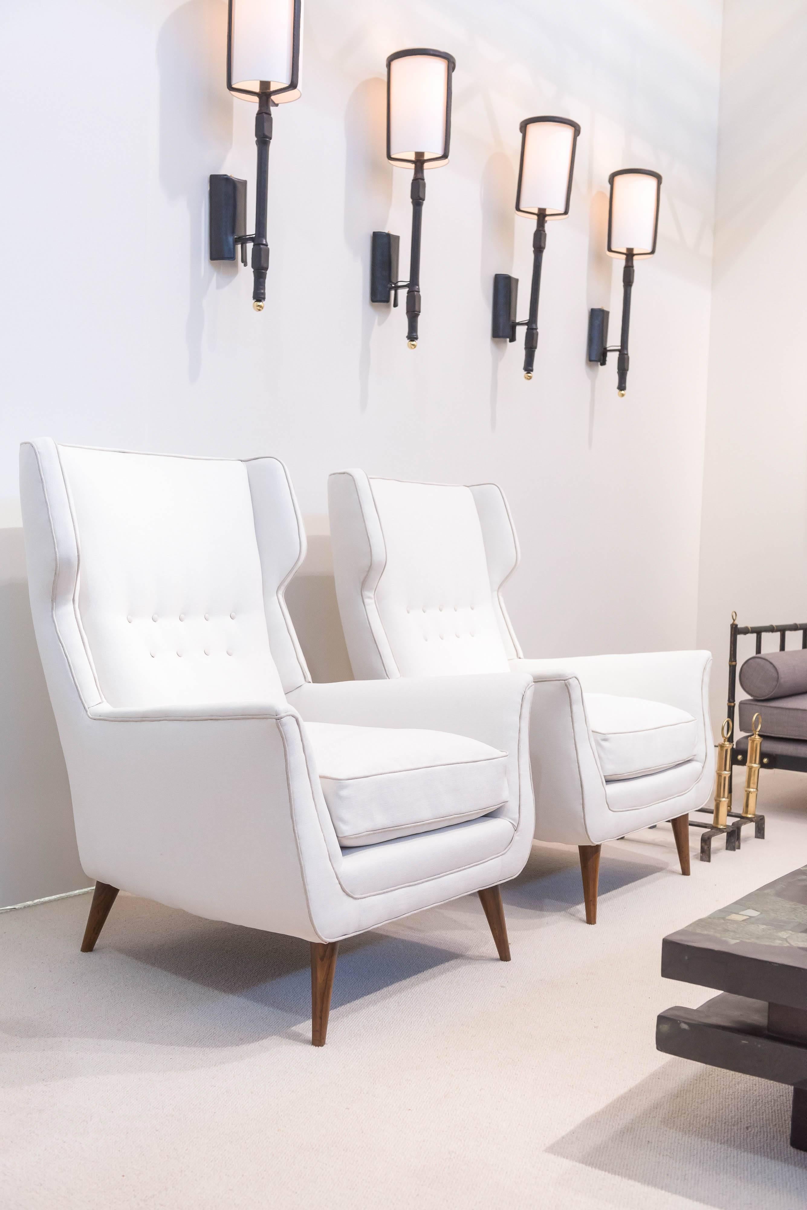 Italian Pair of Gio Ponti Style Lounge Chairs
