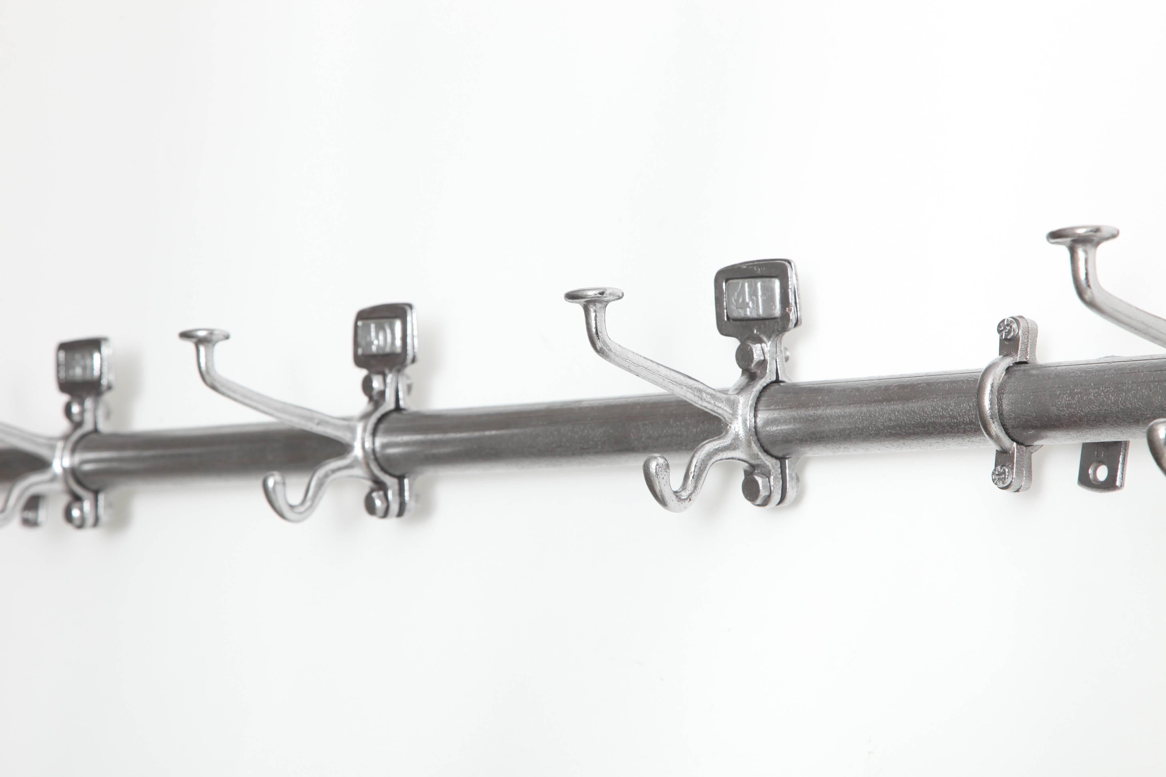 20th Century French Linear Wall Mounted Coat or Hat Rack