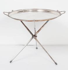 Silver Tray Table on Stand