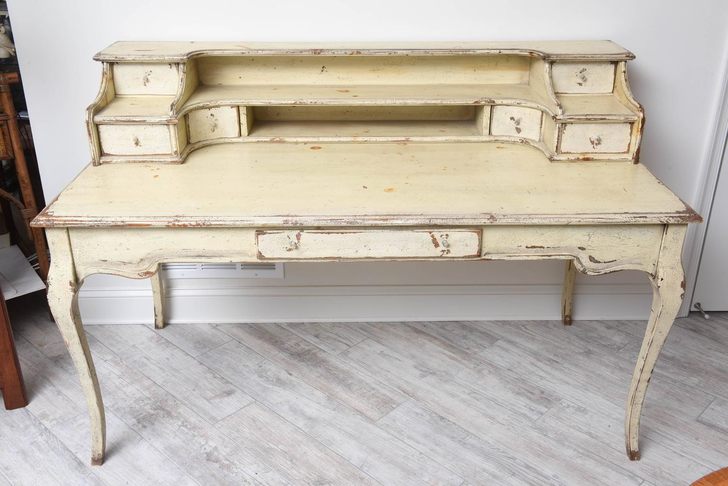 Large Painted Country French Desk at 1stdibs