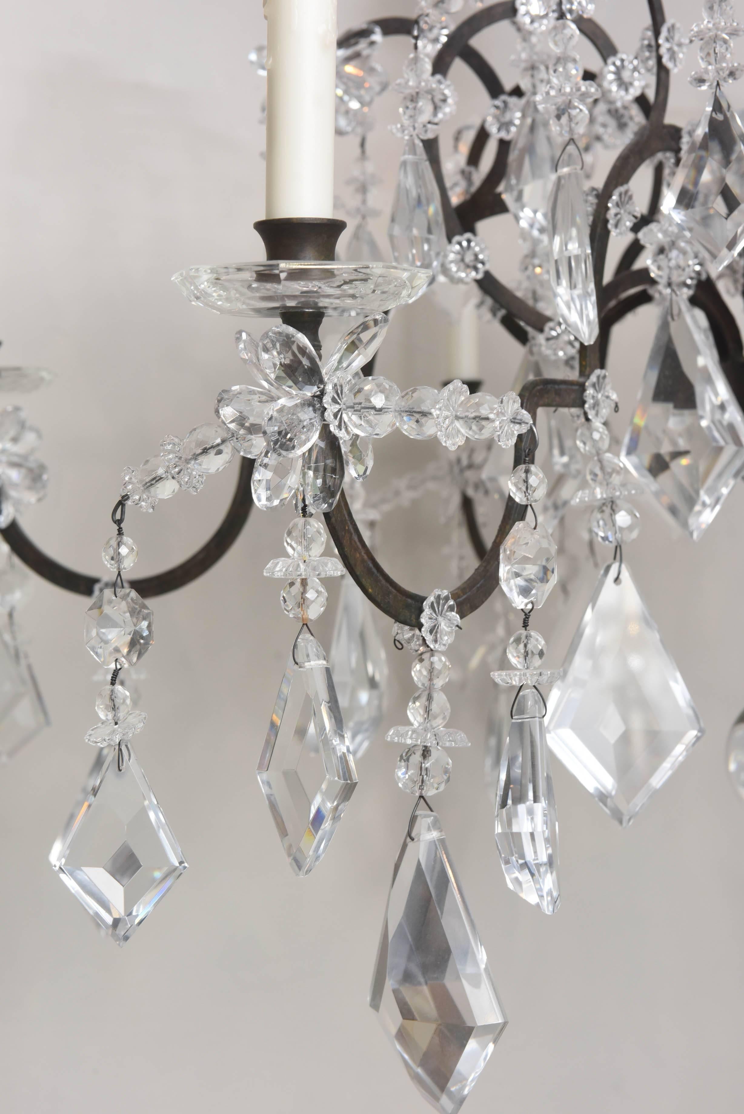 Large Three-Tier Crystal Chandelier In Good Condition In West Palm Beach, FL