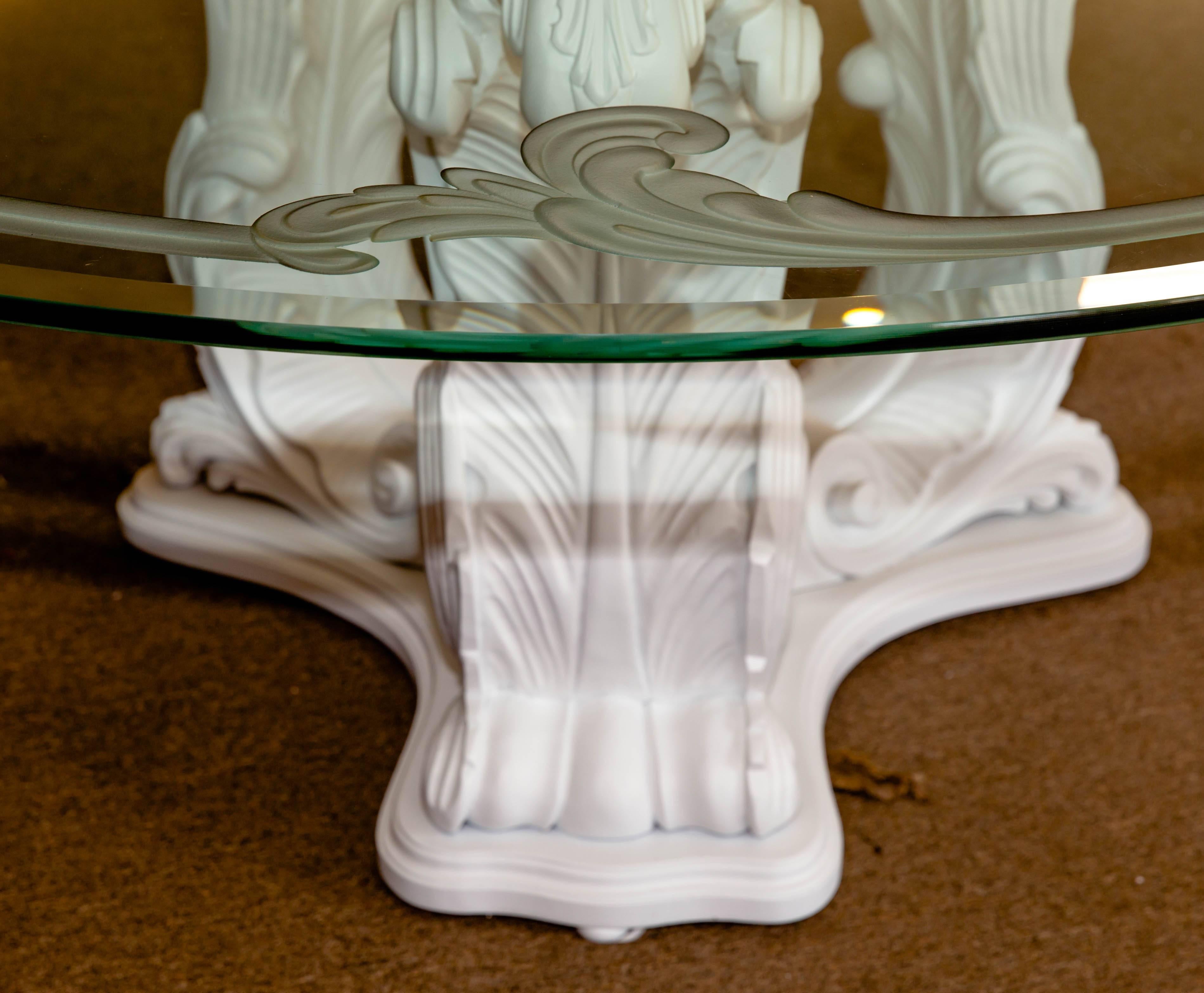 Acanthus Leaf Architectural Design Round Dining Table with Glass Top 3