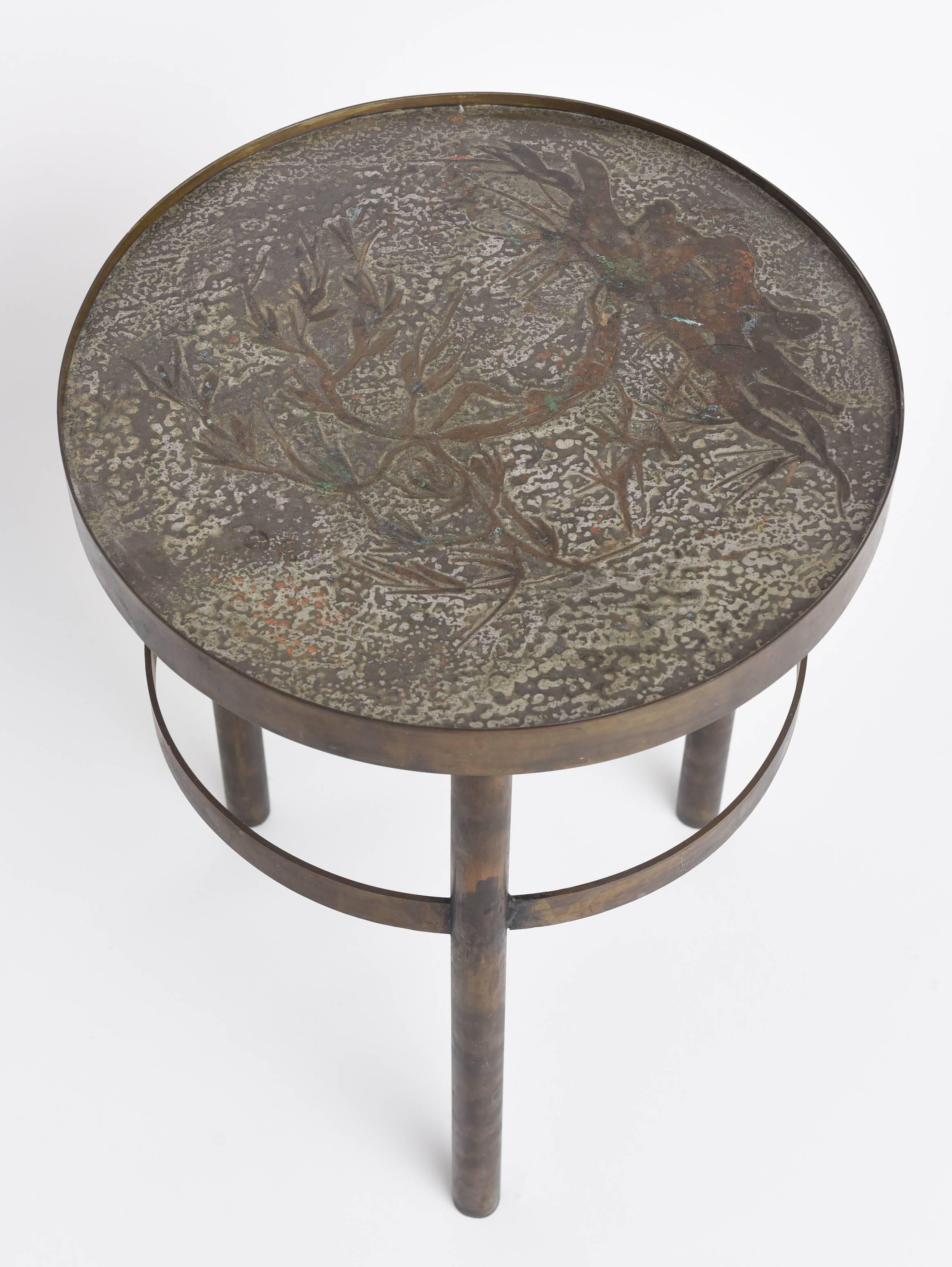 Late 20th Century Philip and Kelvin LaVerne Floral Side Table