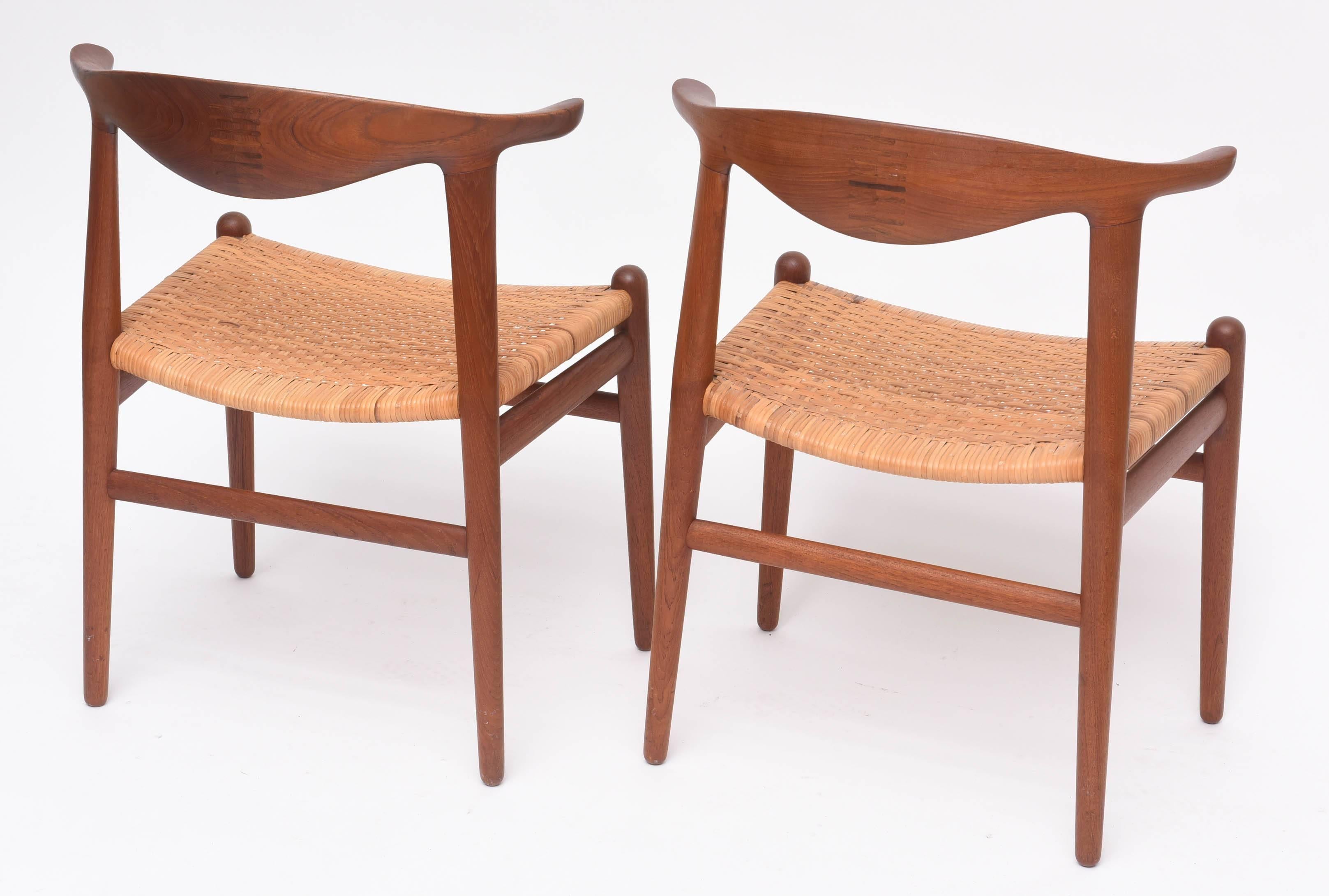 Cane Hans Wegner Cow Horn Chairs For Sale