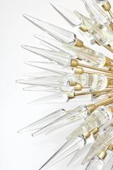 Clear Murano Glass and Unlacquered Brass Sputnik Chandelier, Italy, 45" Diam.