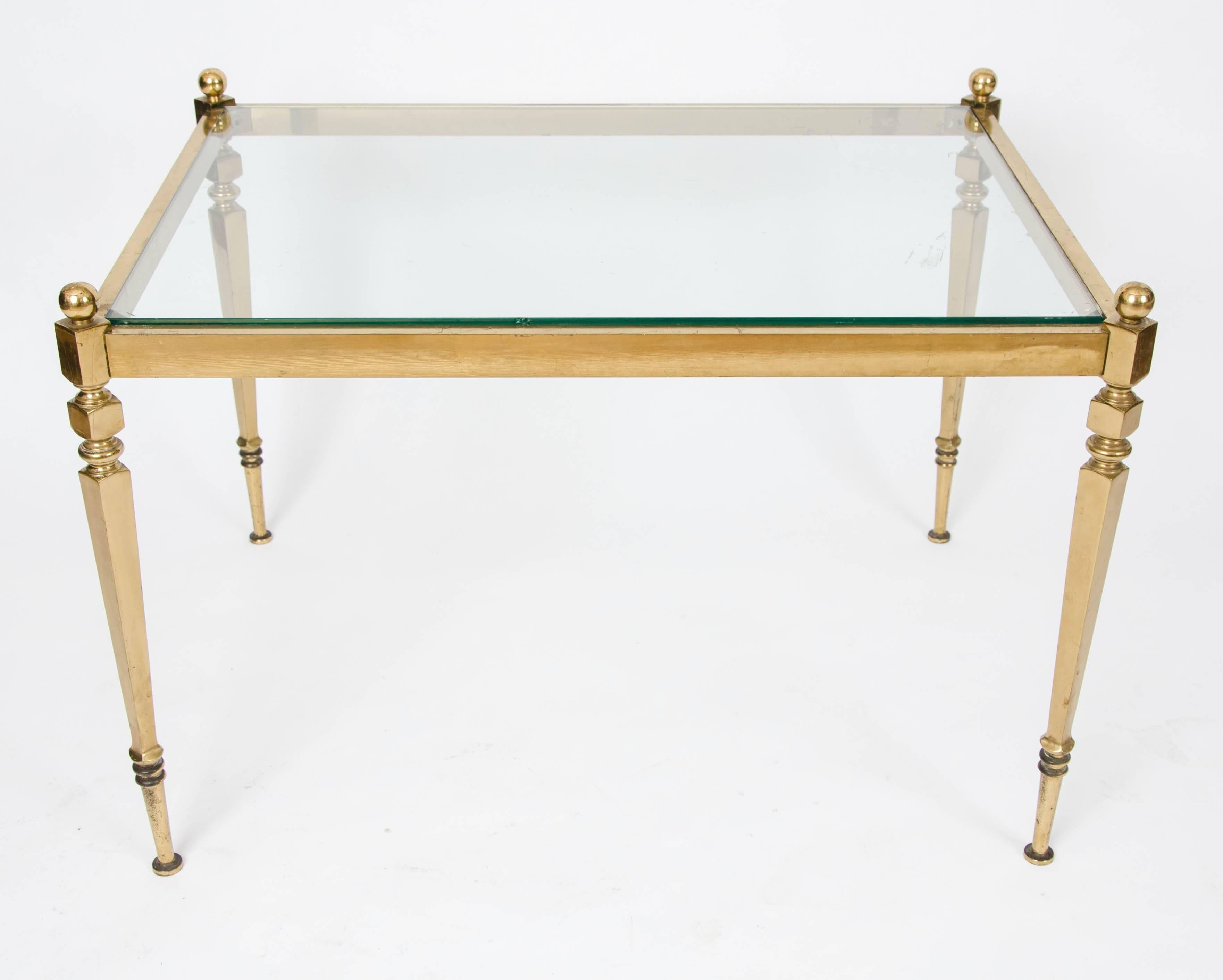 European Pair of Side Tables Brass and Glass