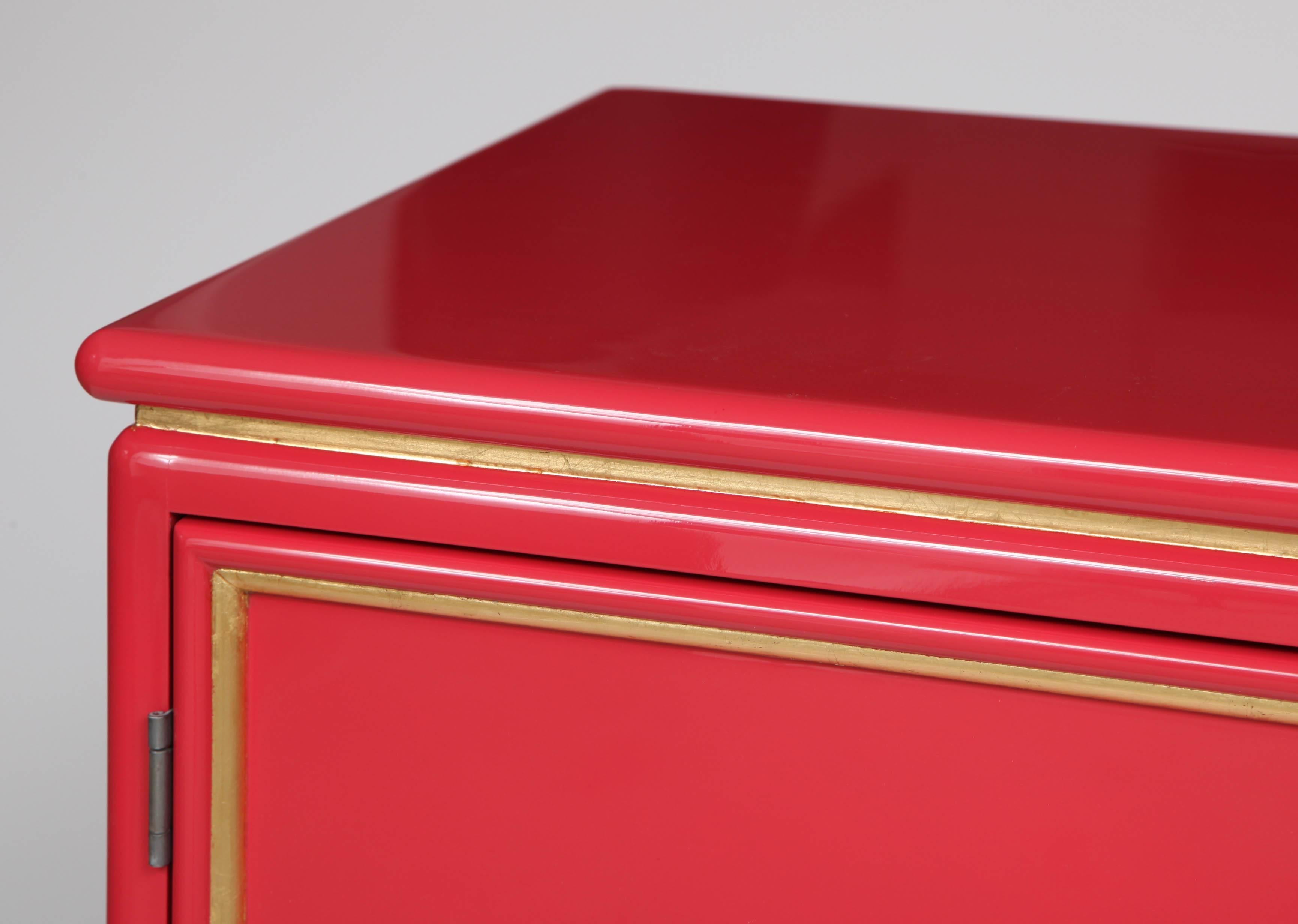 Mastercraft Poppy Lacquered Cabinet In Excellent Condition In New York, NY