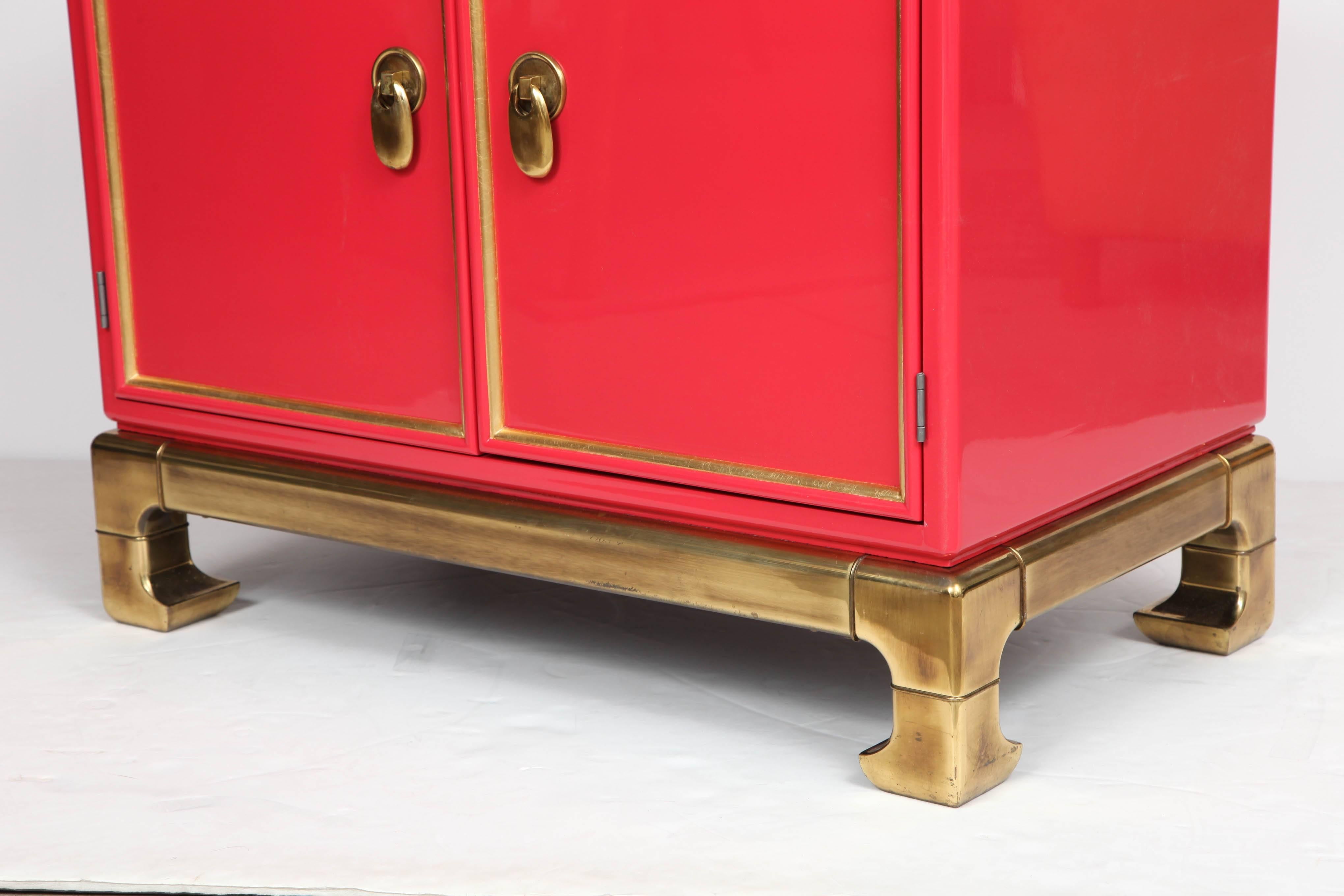 Brass Mastercraft Poppy Lacquered Cabinet