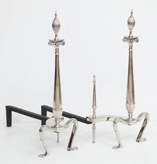 Art Deco Andirons with Fluted Finials