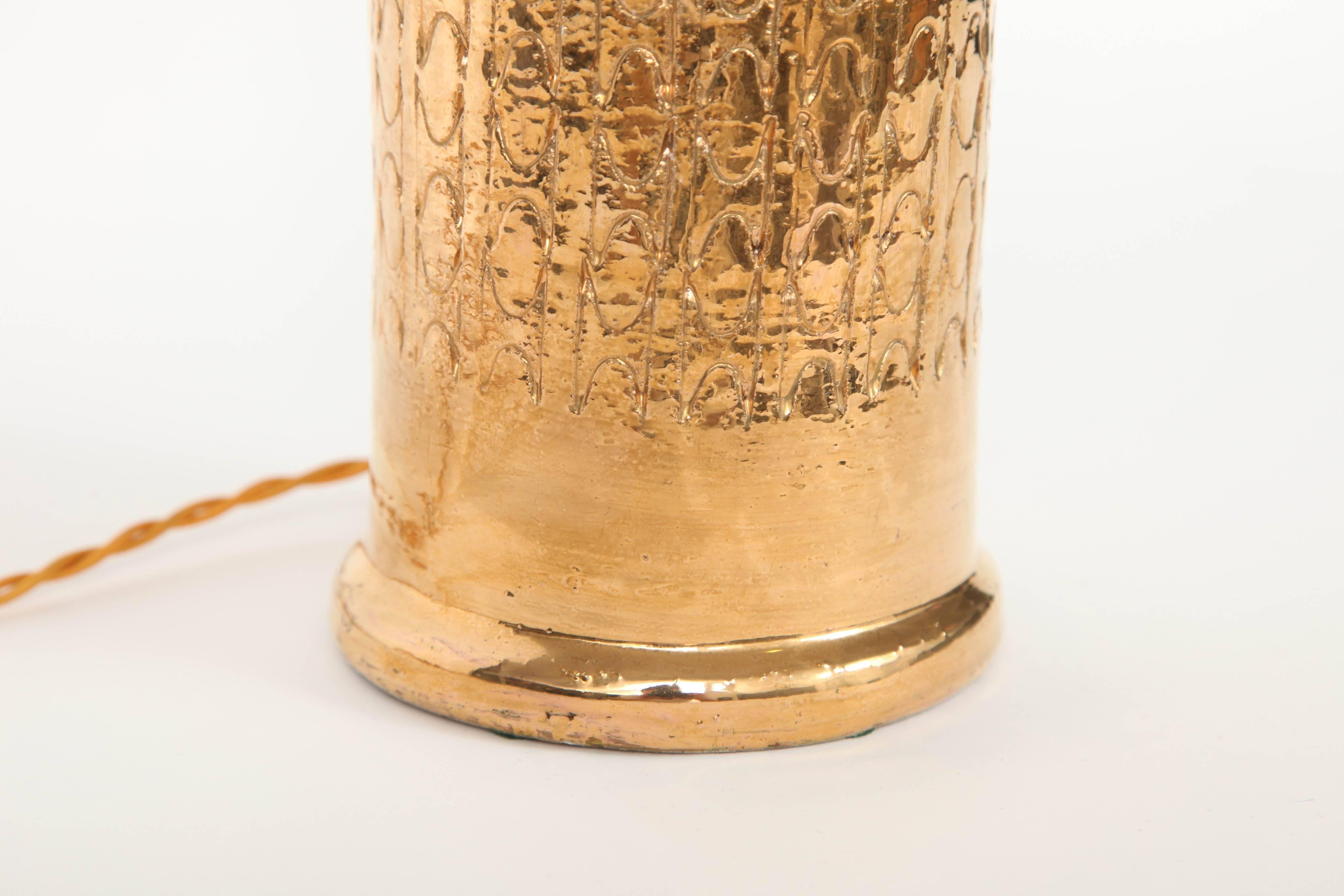 Scandinavian Modern Bitossi Gold Glazed Ceramic Lamps 