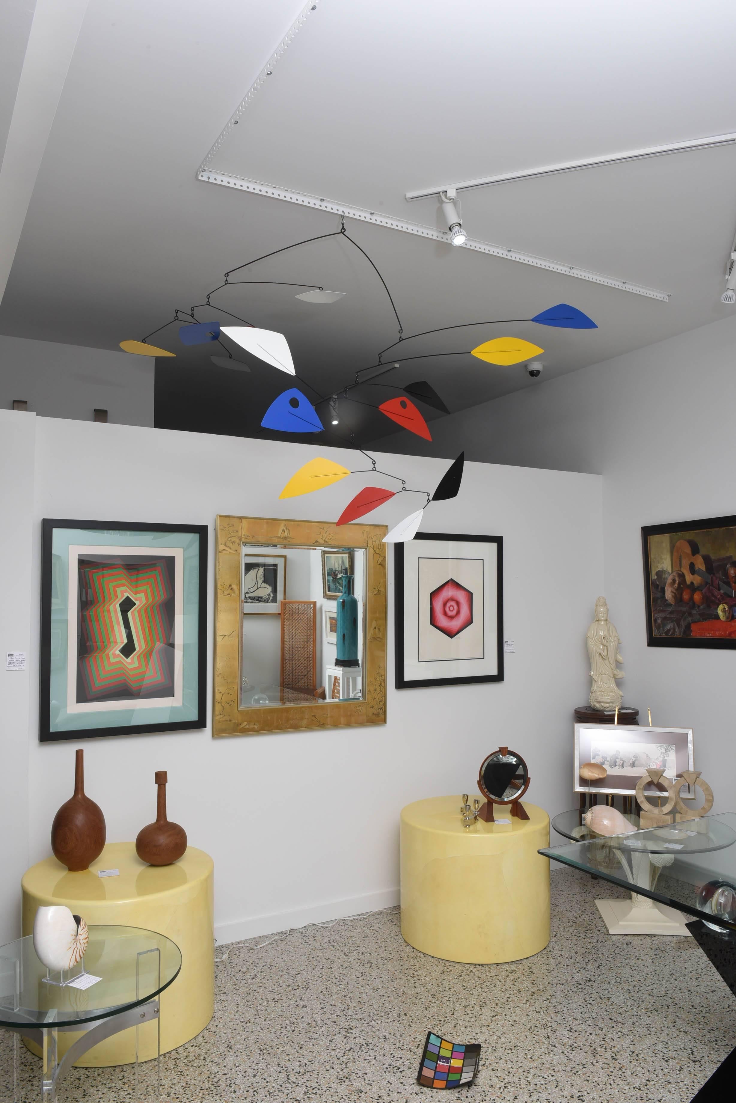 This amazing mid-century style mobile is in the manner of pieces created by Alexander Calder.

Note: Measurements are overall as the dimensions change as the piece changes shape with movement.

Please feel free to contact us for the best price,
