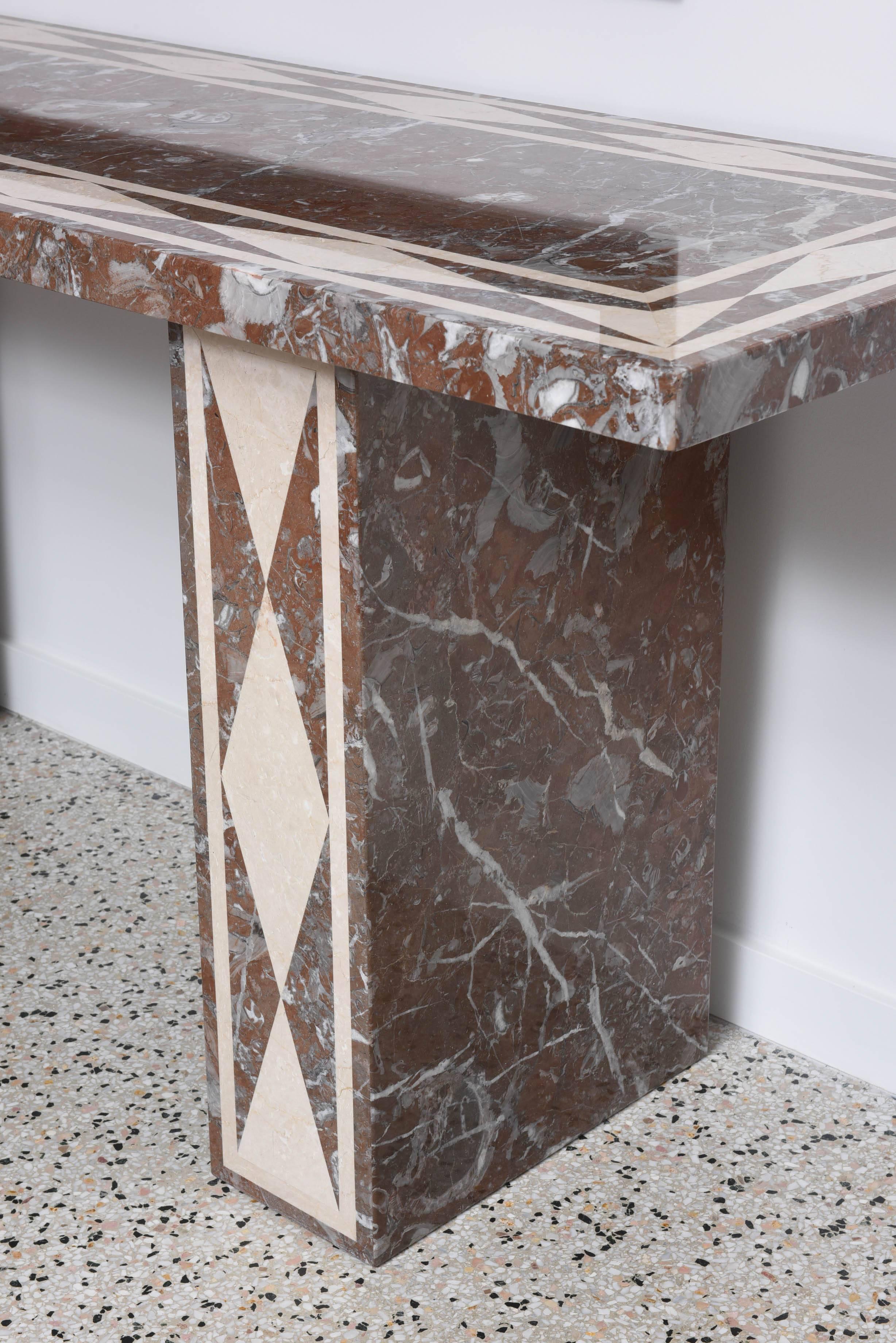 Inlay Large-Scale Neoclassical-Style Marble Console/Buffet Table, Italy, 20th Century