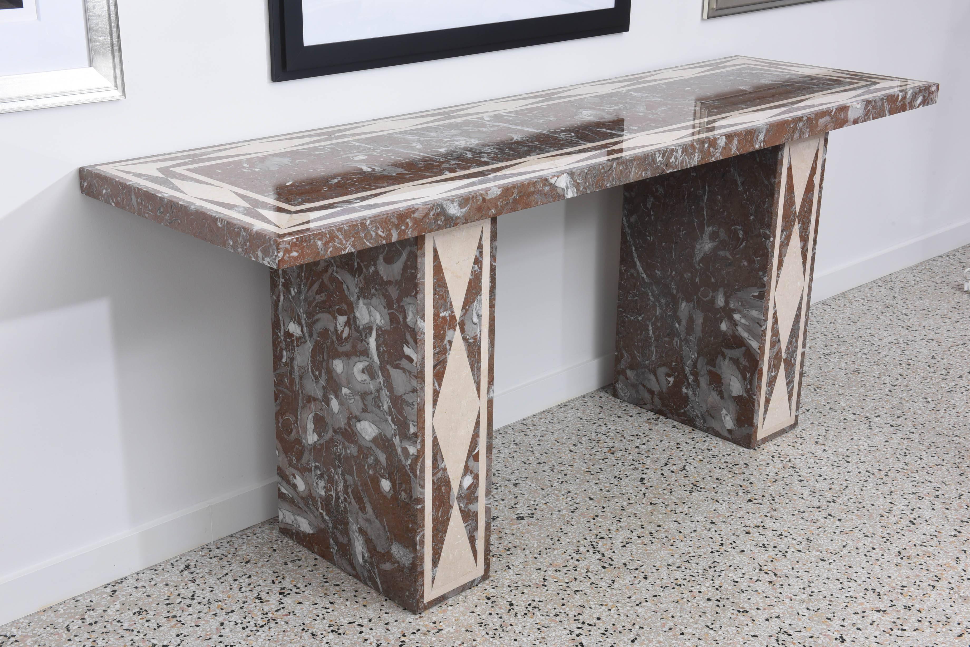 Large-Scale Neoclassical-Style Marble Console/Buffet Table, Italy, 20th Century In Good Condition In West Palm Beach, FL