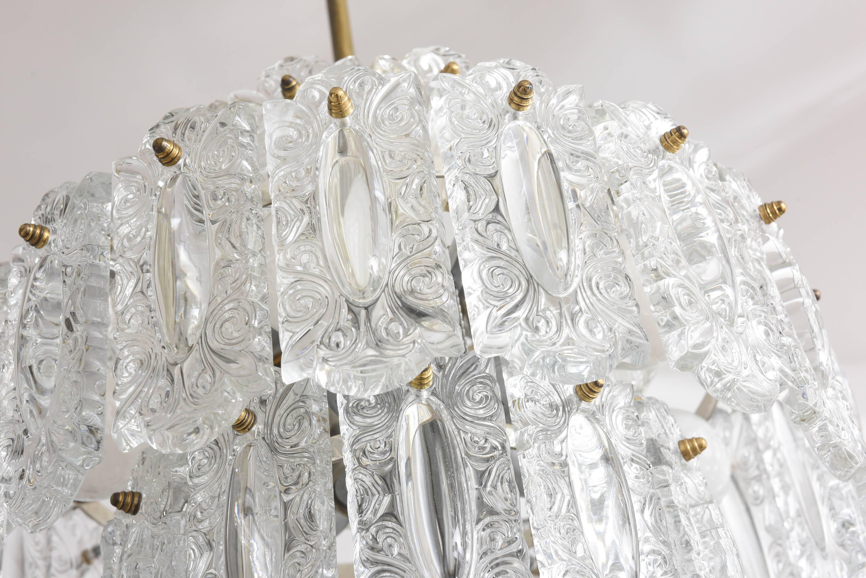 Hollywood Regency Style Glass Floral Panel Chandelier, Germany, circa 1960s 2
