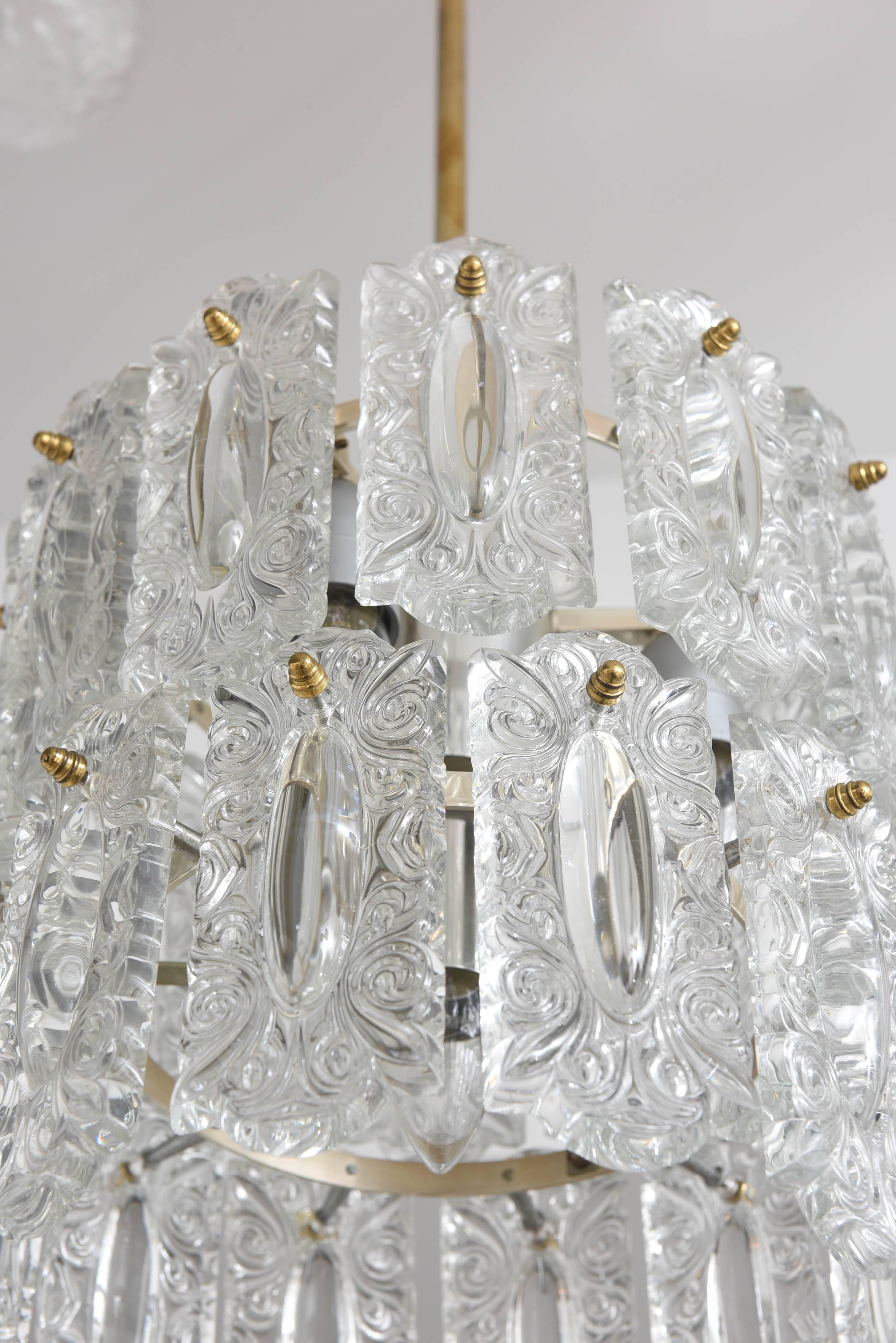 Hollywood Regency Polished Brass and Glass Chandelier, Germany, circa 1960s 1