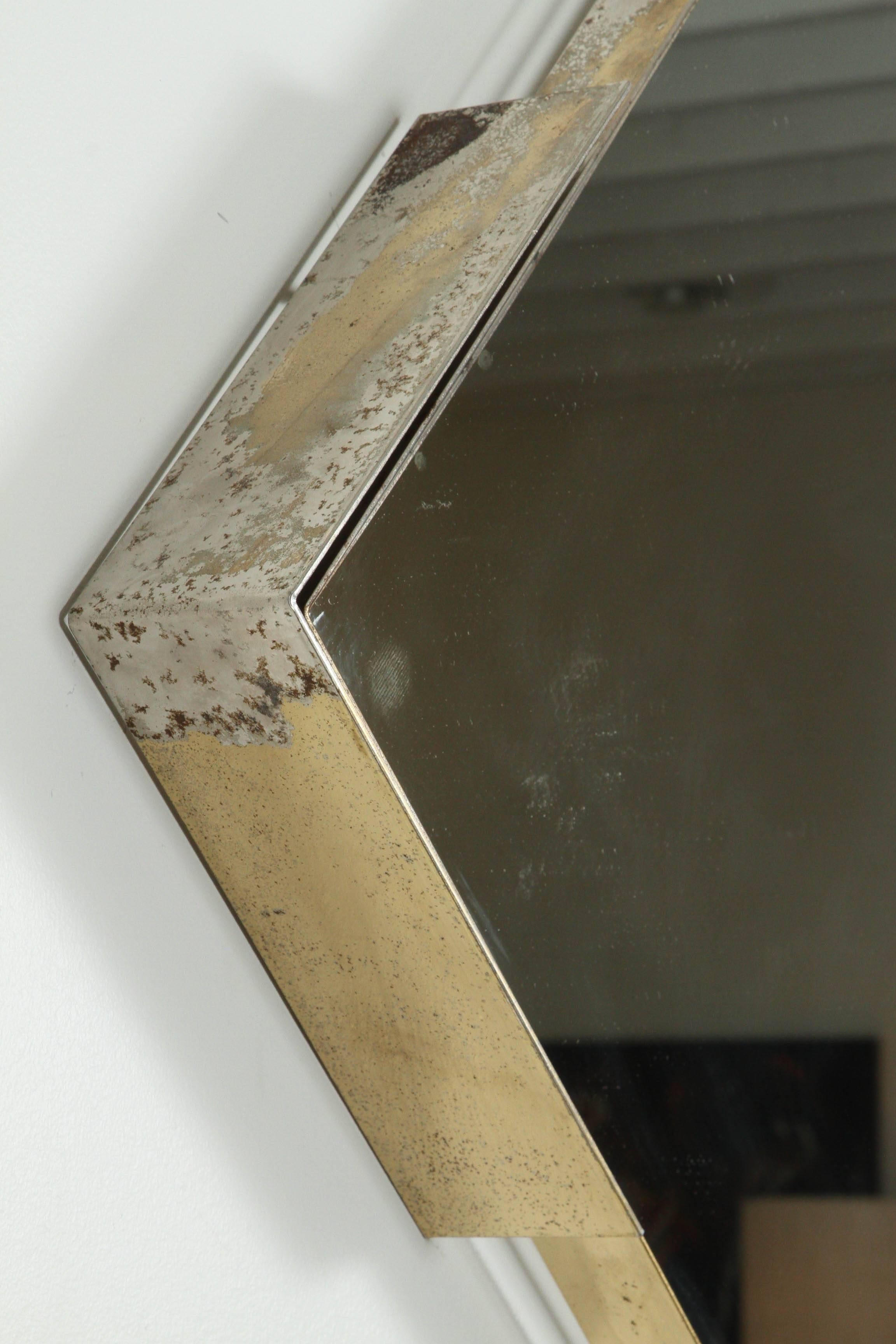 Brass Square Mirror by Curtis Jere