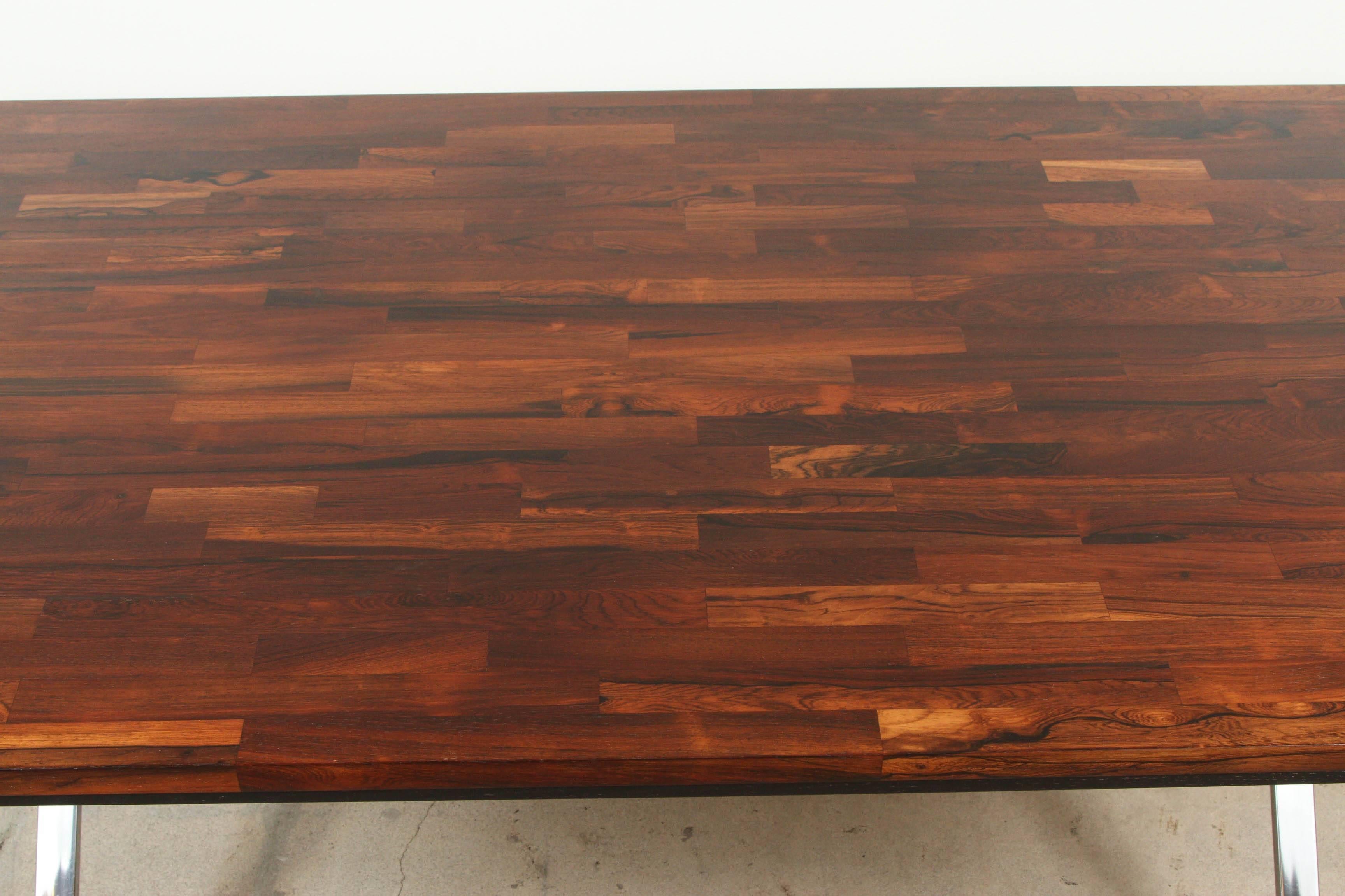 American Solid Rosewood Desk with Stainless Base by Jules Heumann for Metropolitan Group