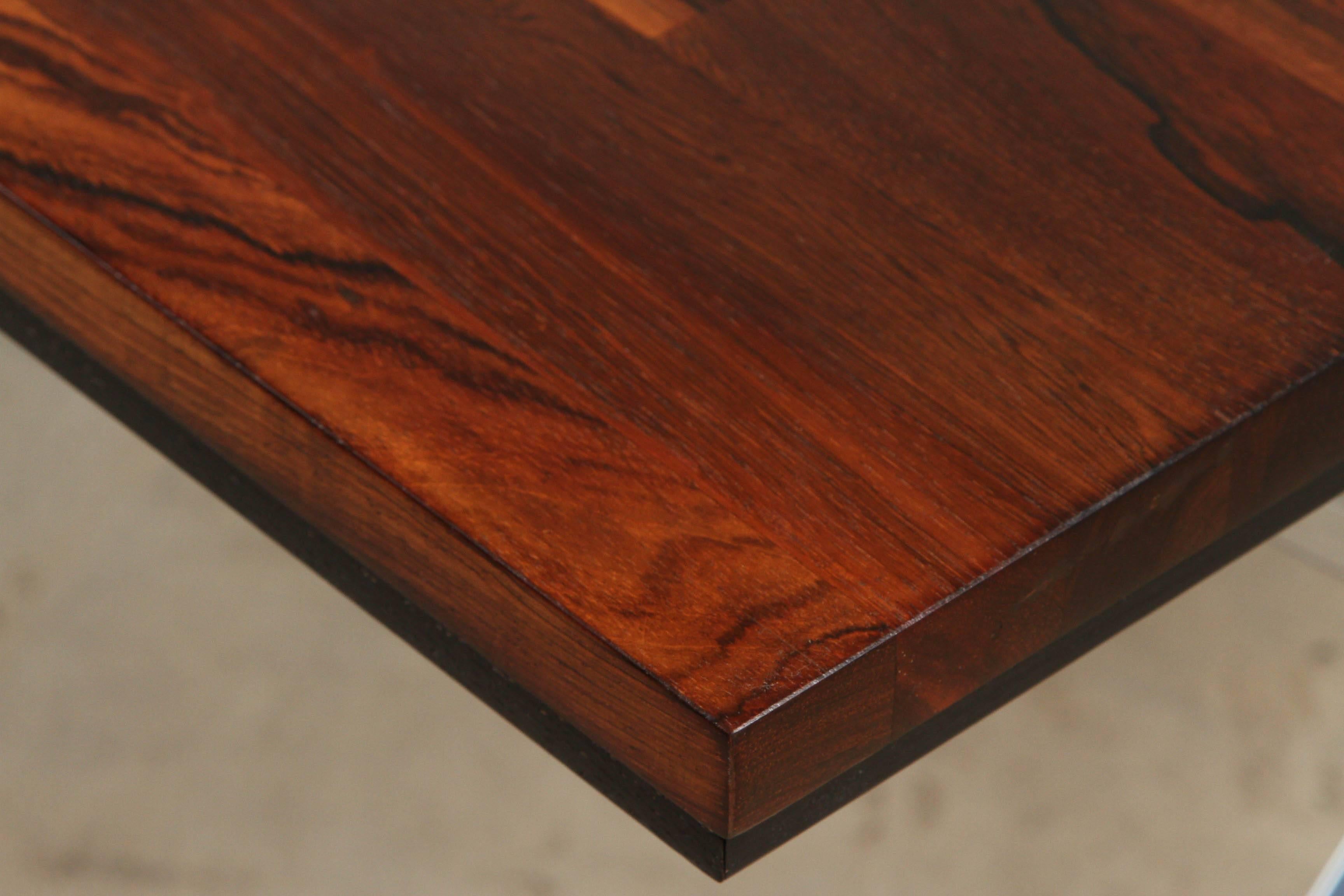 Solid Rosewood Desk with Stainless Base by Jules Heumann for Metropolitan Group 1