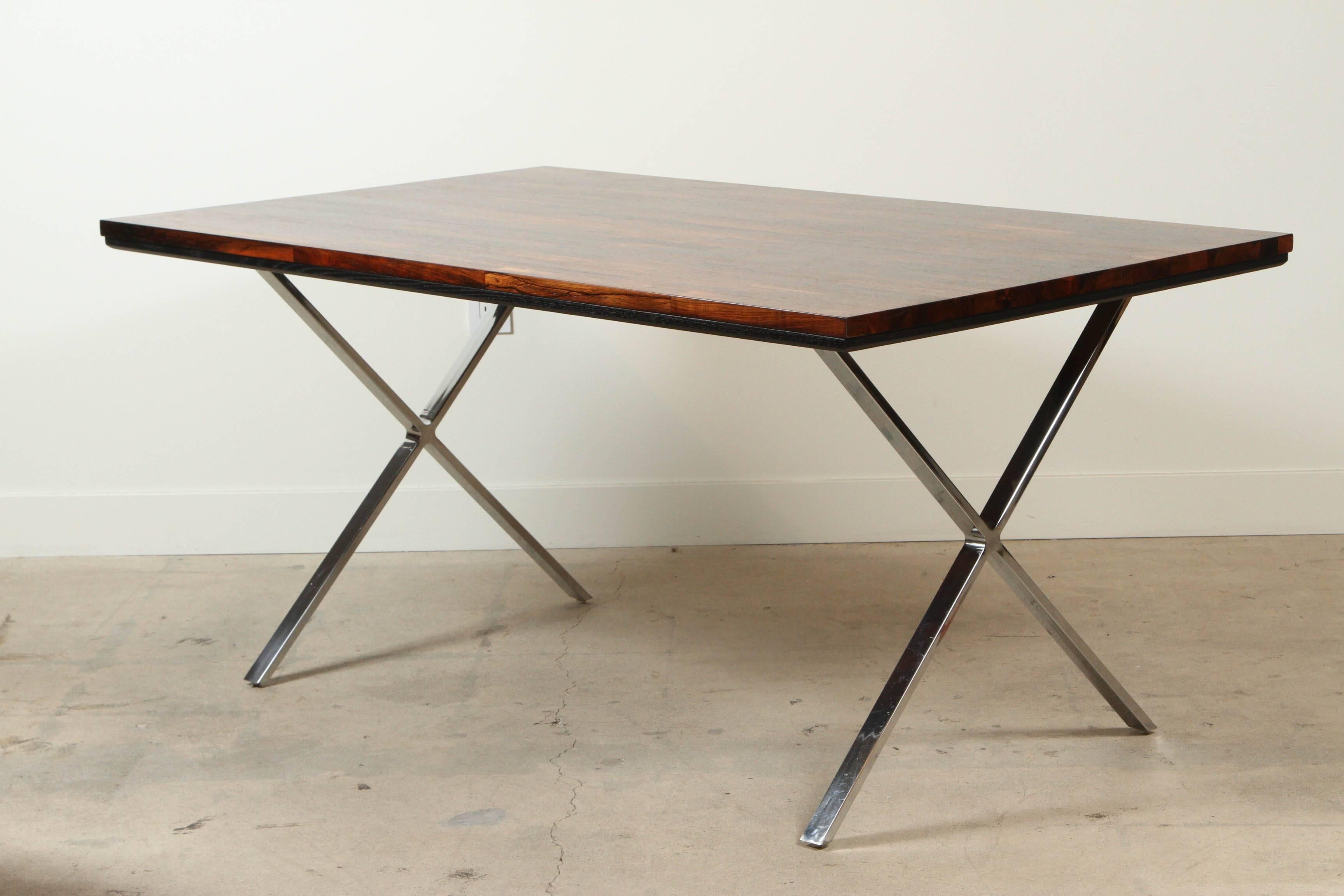 Solid Rosewood Desk with Stainless Base by Jules Heumann for Metropolitan Group 3