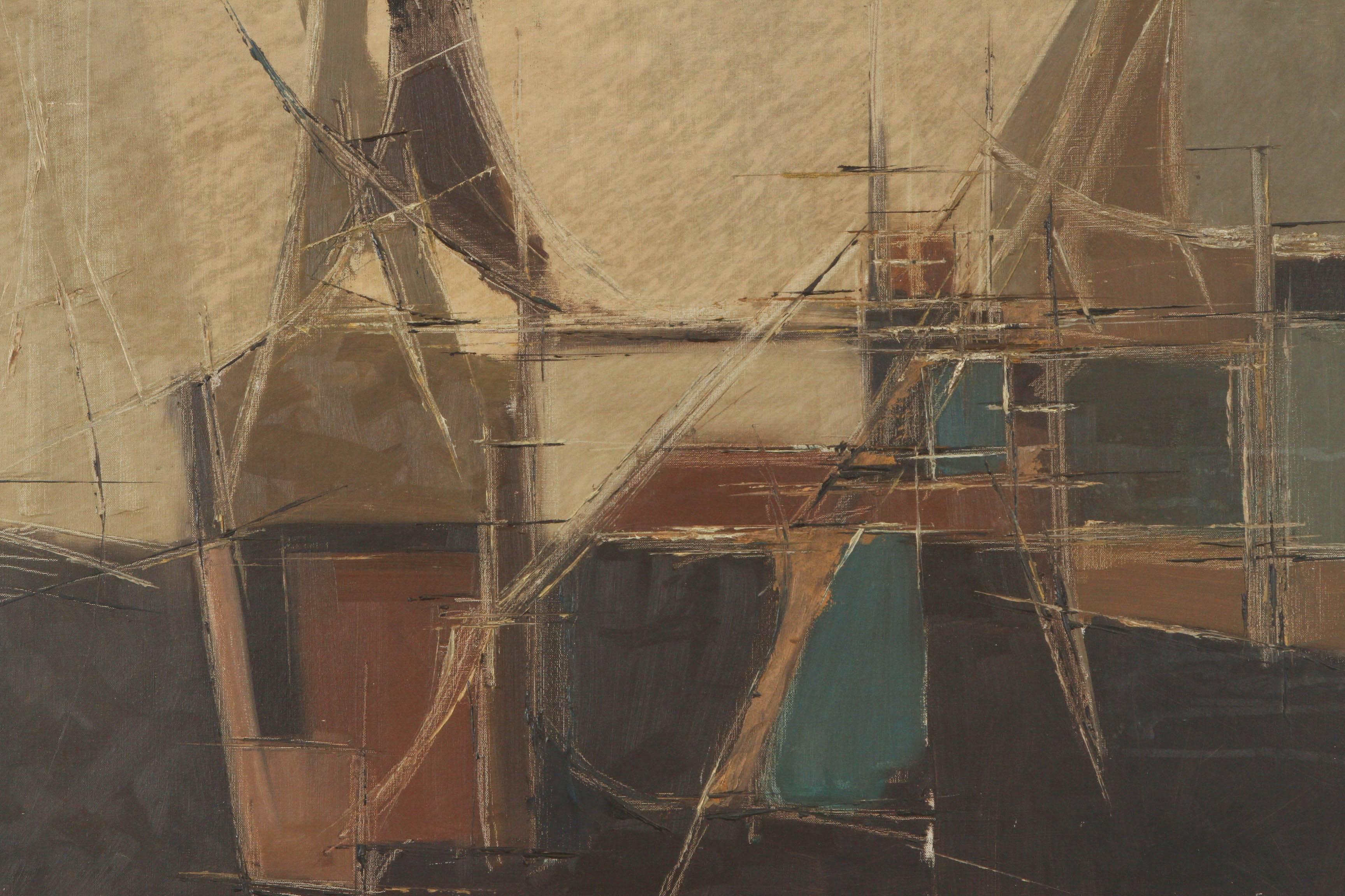 Mid-Century Modern Abstract Oil on Canvas
