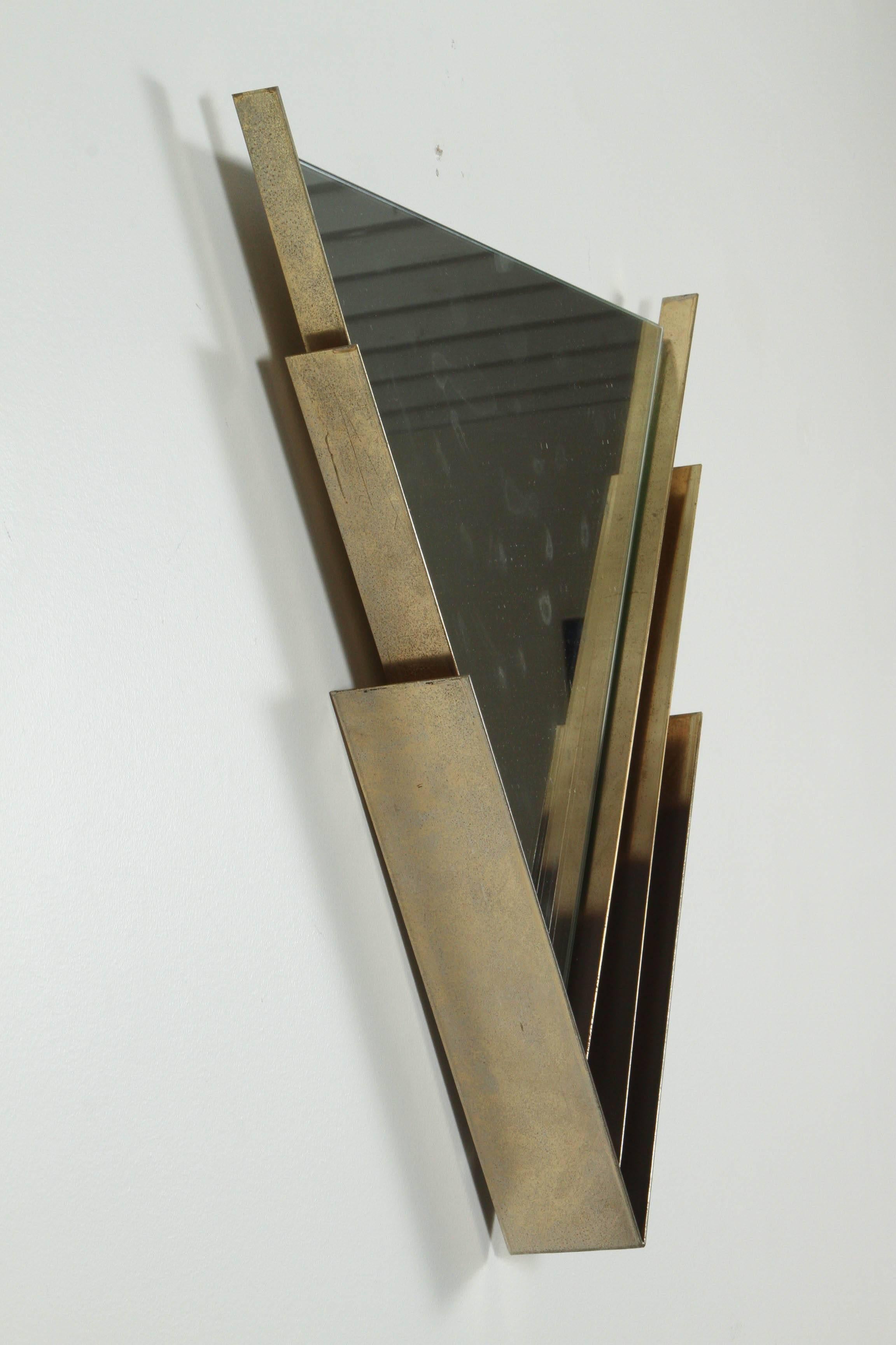 Brass Triangle Mirror by Curtis Jere