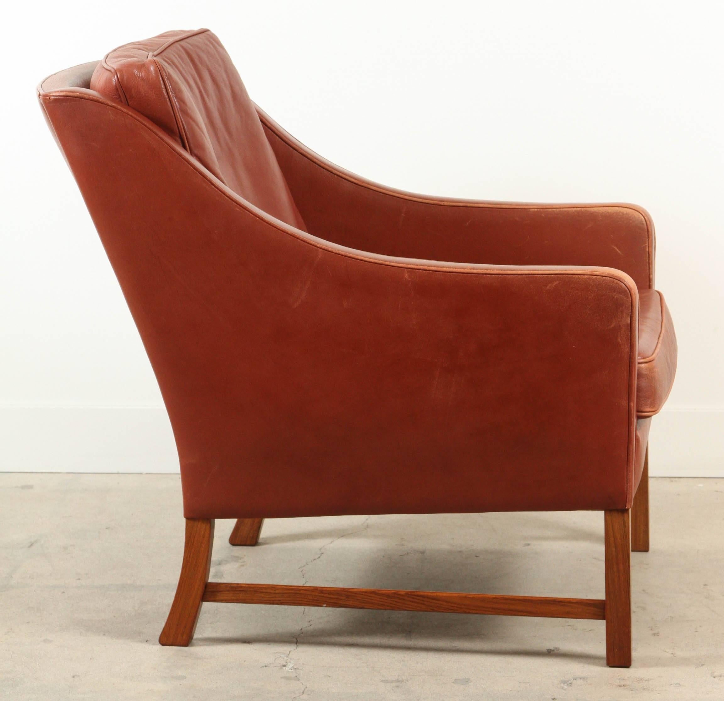 Mid-20th Century Danish Leather Club Chair by Frederik Kayser for Vatne Møbler