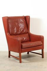 Danish Leather Chair and Ottoman by Frederik Kayser for Vatne Møbler
