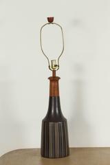 Pair of Sgraffito Striped Martz Studio Lamps