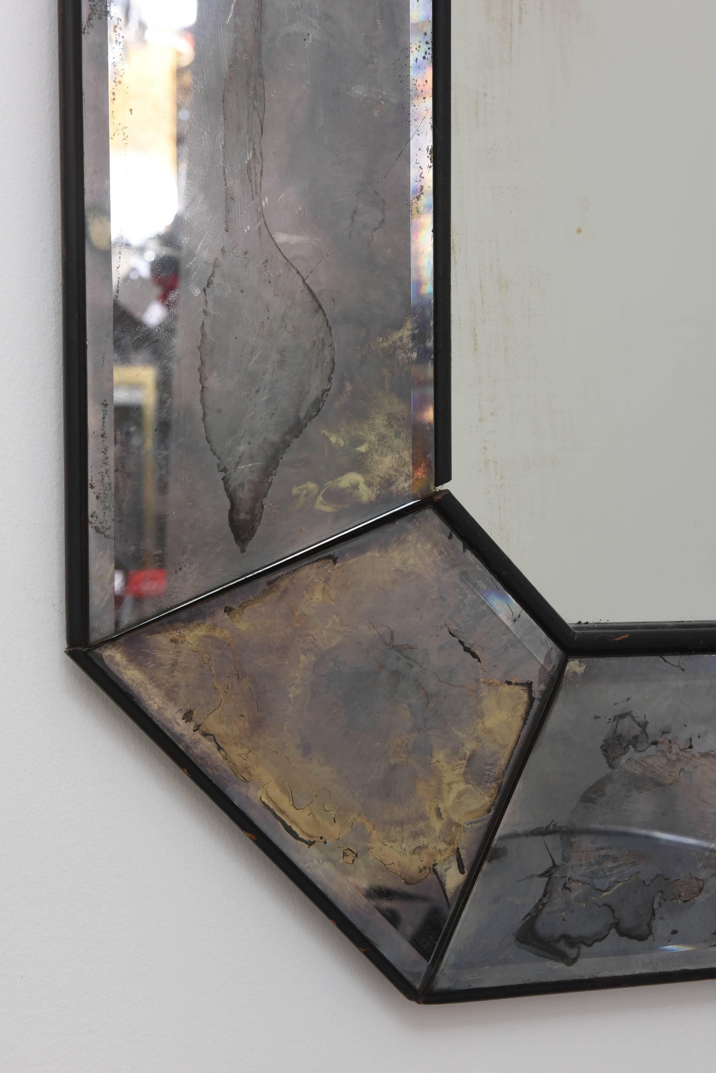 20th Century Vintage Distressed Mercury Glass Art Deco Mirror