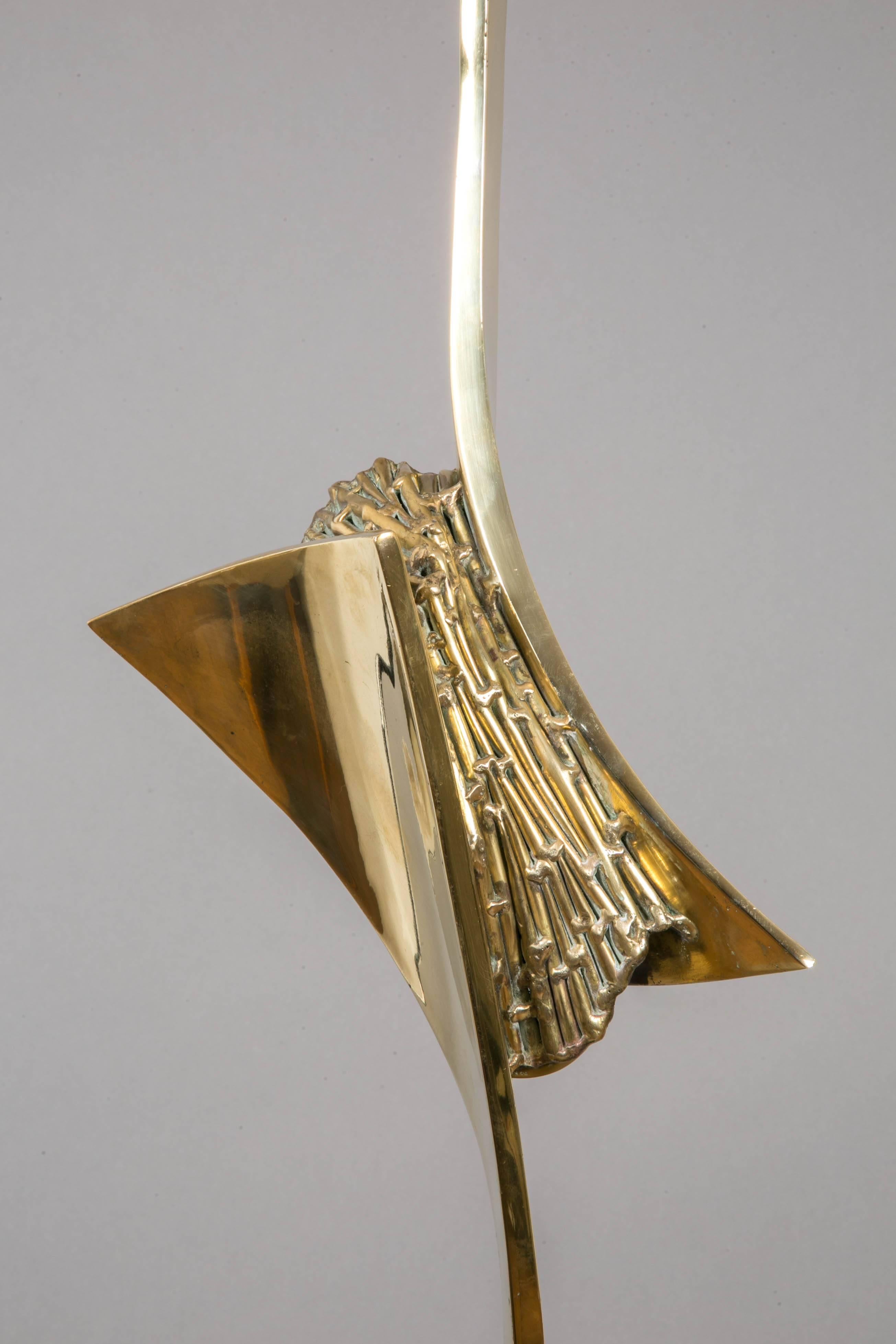 Gilt Brass Floor Lamp by Claude Santarelli, circa 1975 In Good Condition In Paris, FR