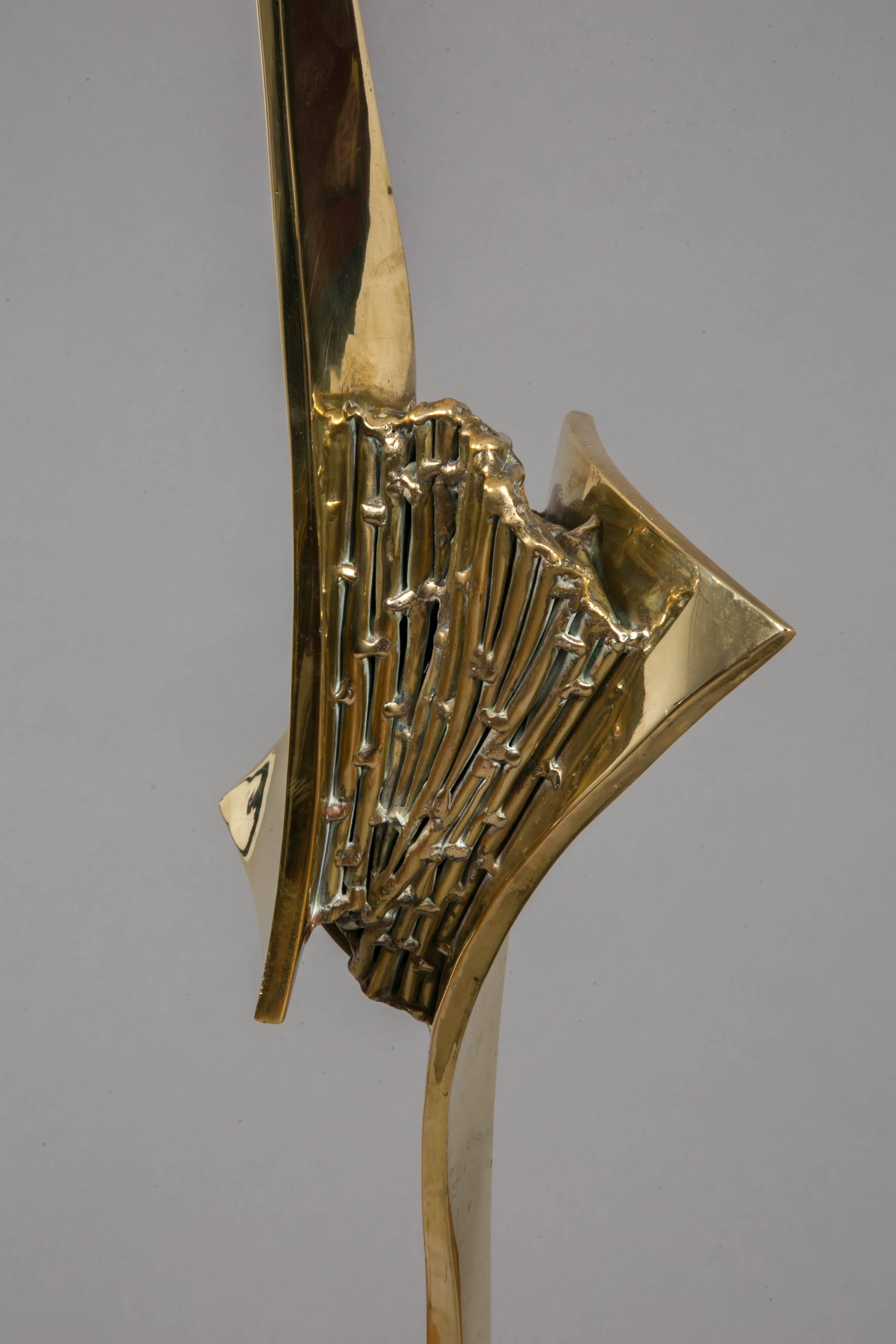 Gilt Brass Floor Lamp by Claude Santarelli, circa 1975 3