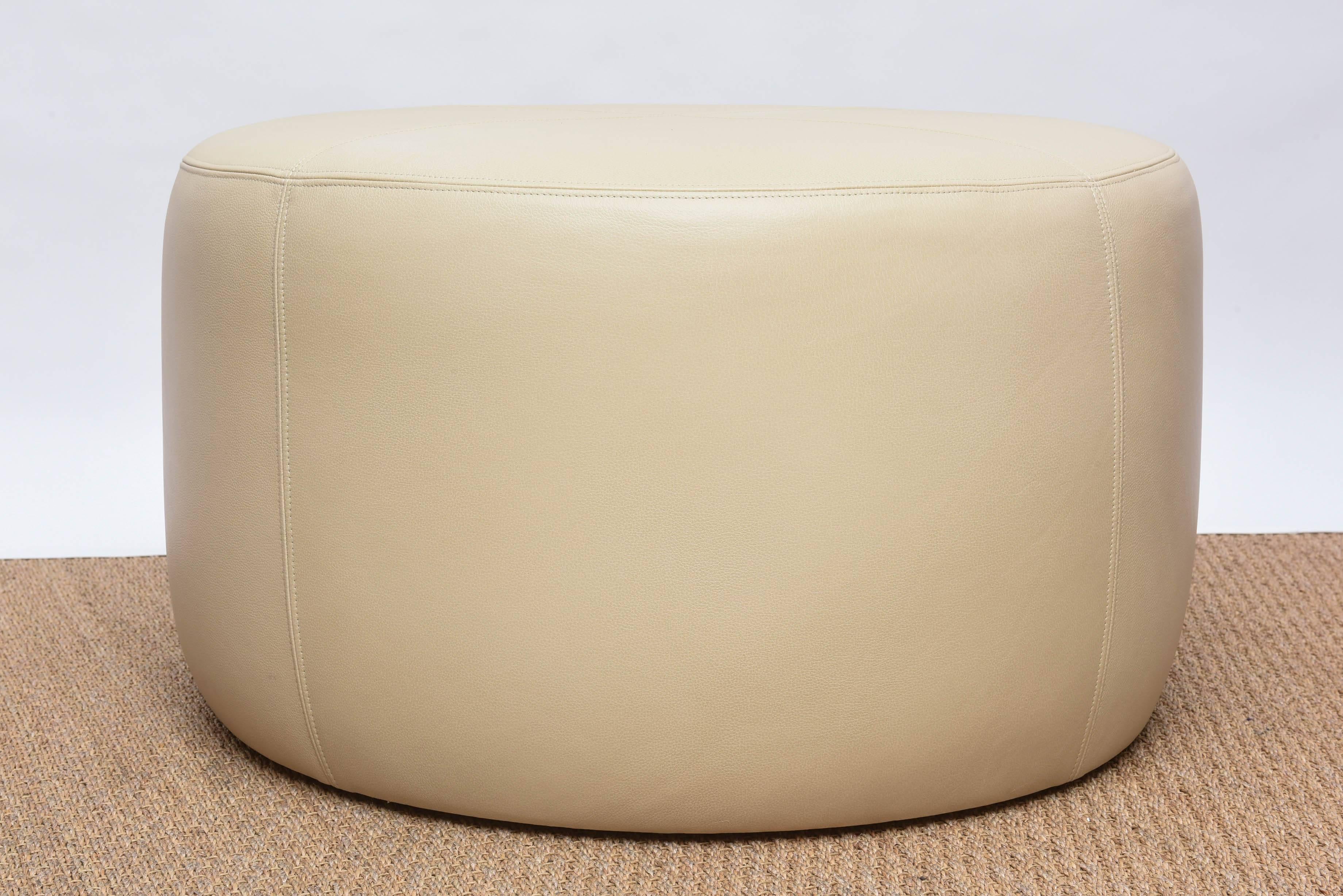 modern leather pouf