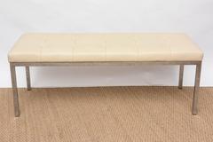 Knoll Style Tufted Leather Bench