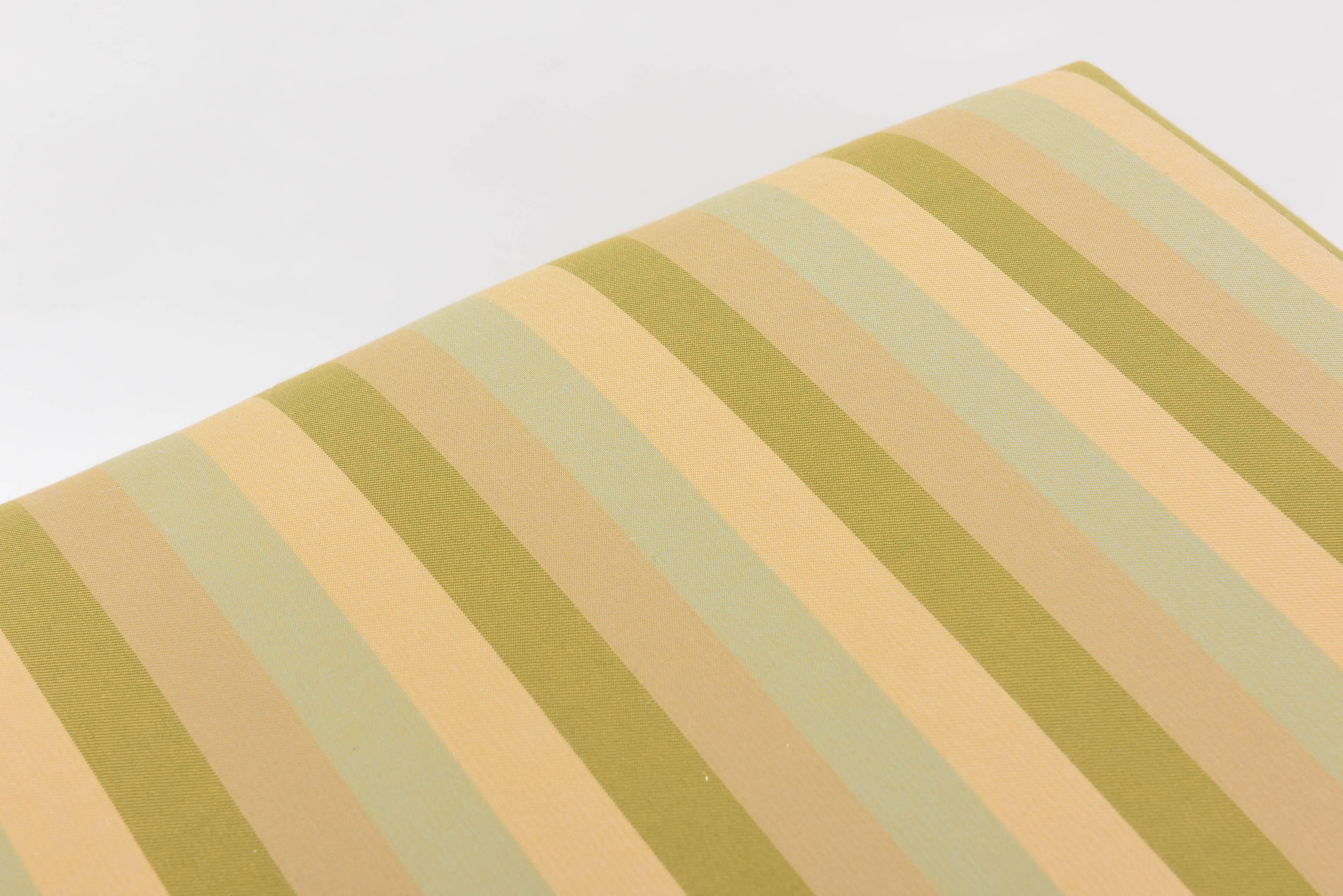 Tessile Modern Striped Rectangle Ottoman, Footstool Green, Baby Blue Fabric in vendita