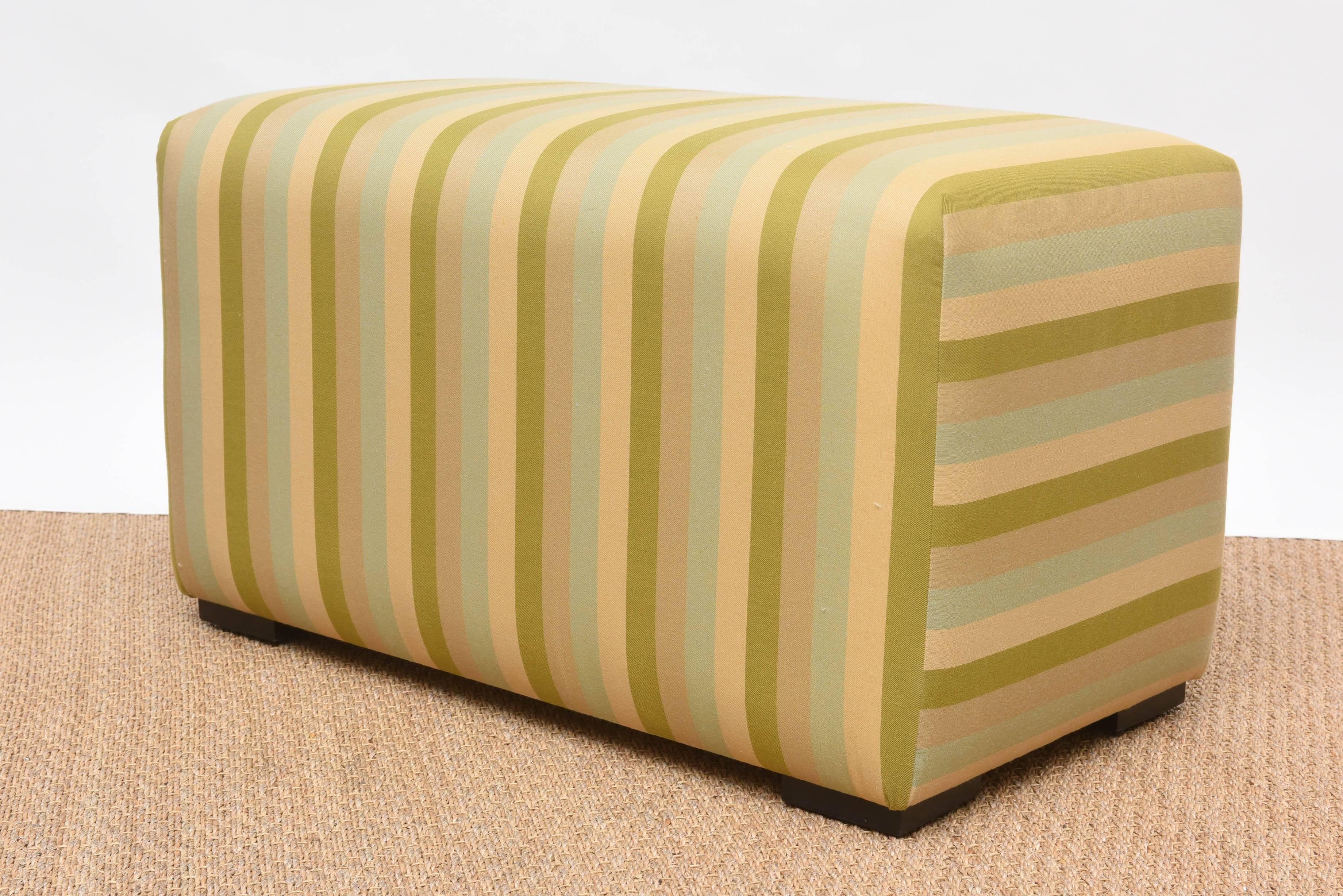 Contemporary Modern Striped Ottoman, Footstool For Sale