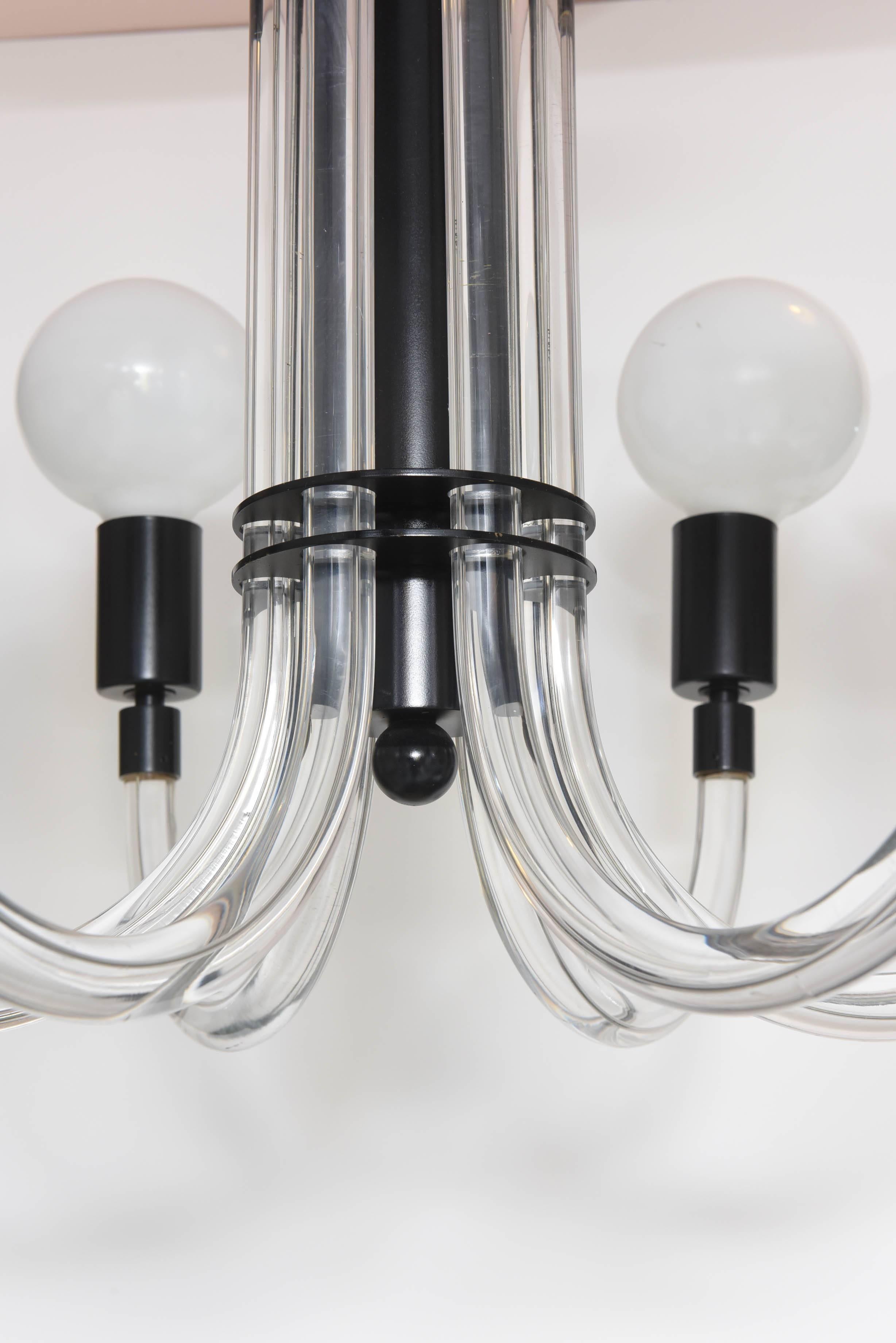 SALE SALE11LUCITE CHANDELIER Charles Hollis Jones BLACK, WHITE 6 ARMS from $1800 In Excellent Condition For Sale In Miami, Miami Design District, FL