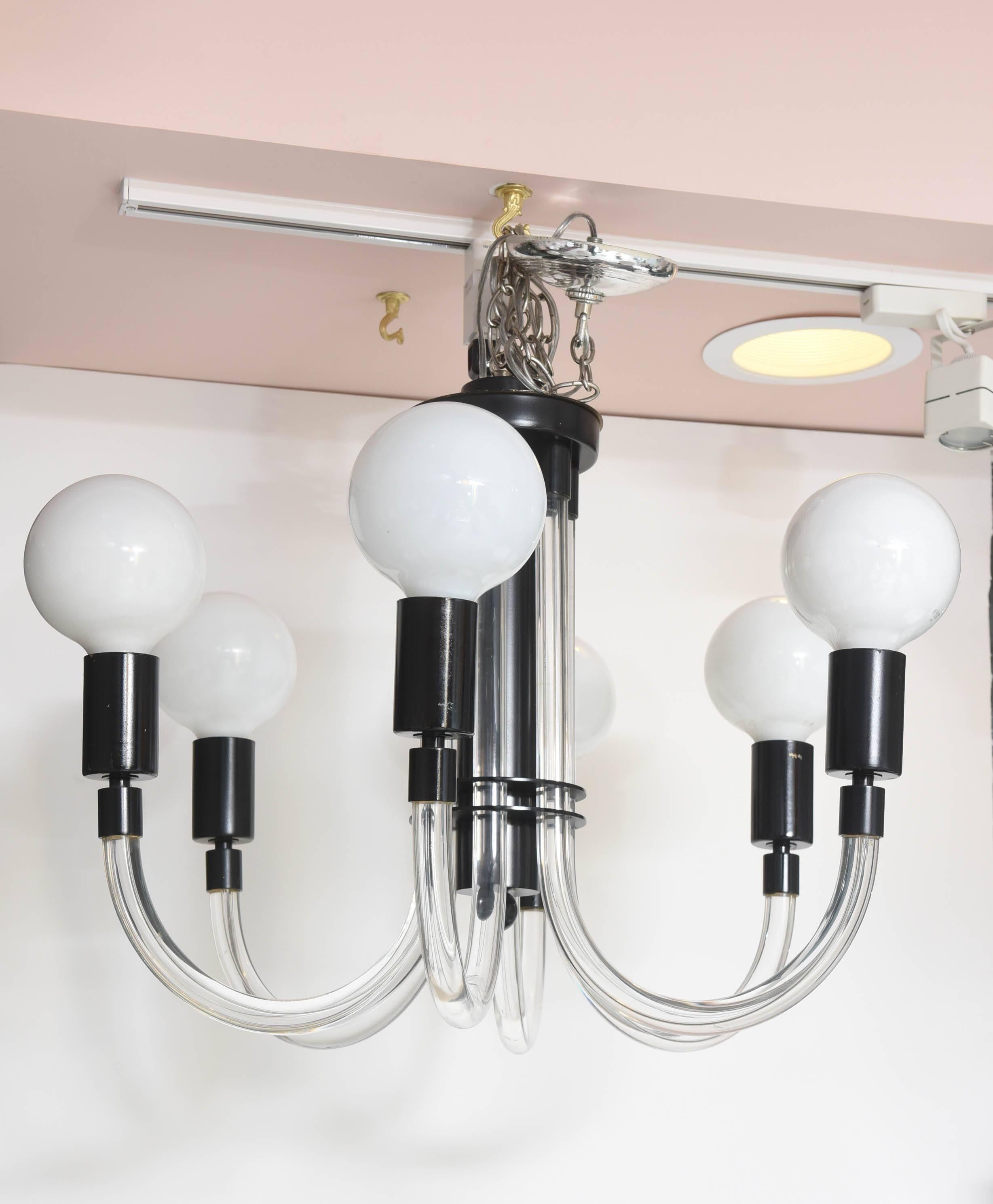 SALE SALE11LUCITE CHANDELIER Charles Hollis Jones BLACK, WHITE 6 ARMS from $1800 For Sale 2