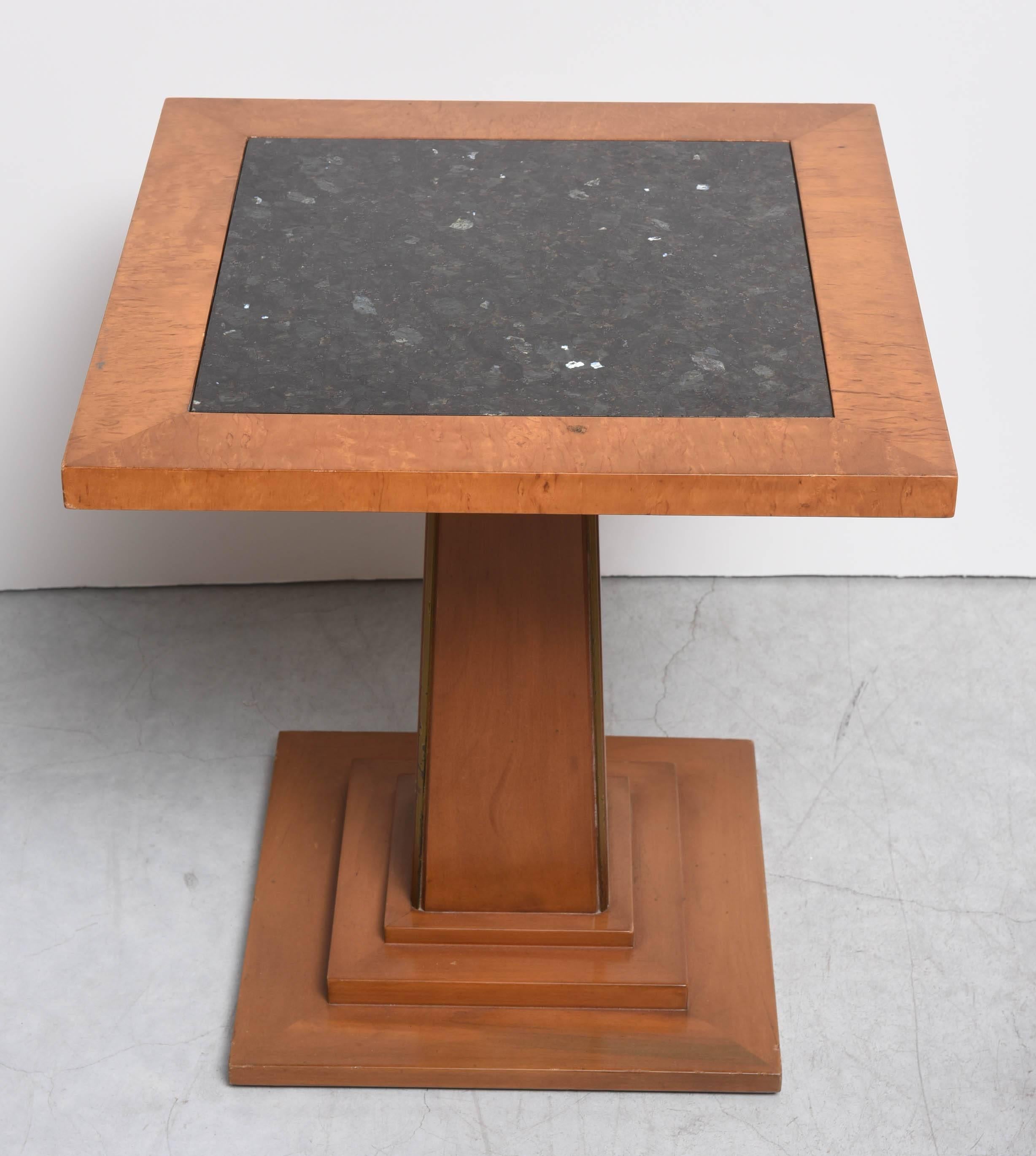 European Deco side tables, the stone tops are inserted