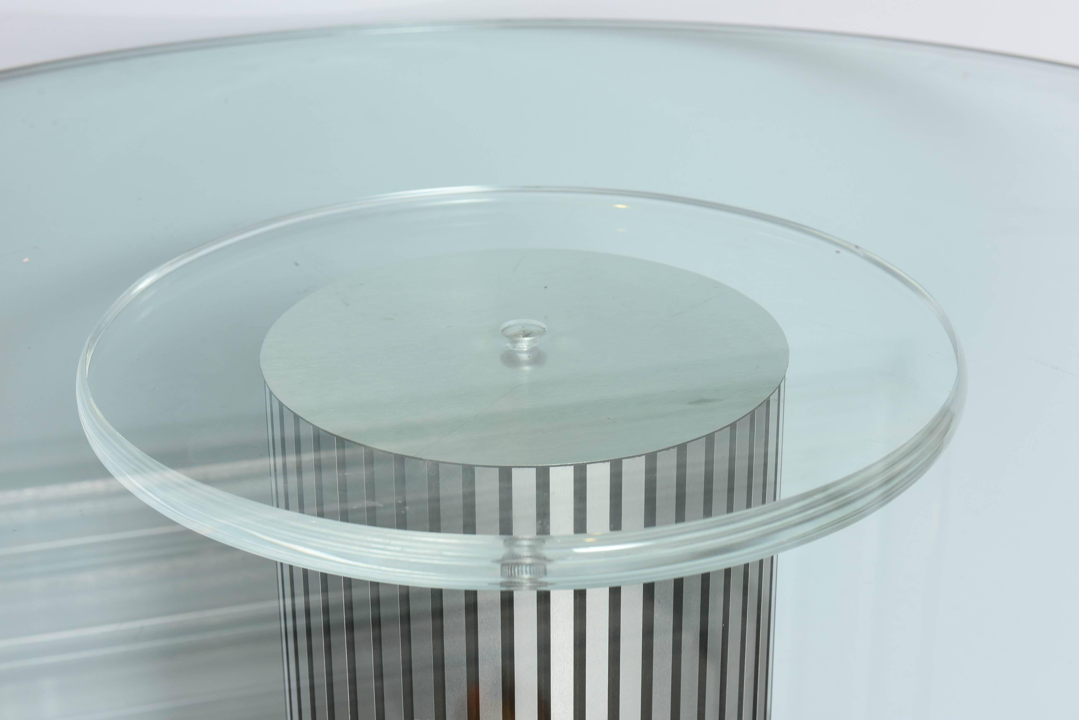 North American SALE !SALE !SALE!  Vintage, Lucite Pedestal Table with Round 1