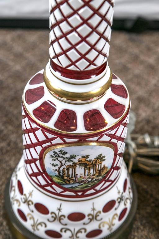 Pair Bohemian Glass Lamps For Sale at 1stDibs