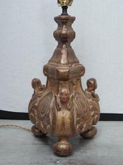 18th Century Gilt and Polychrome Fragment Mounted as a Lamp