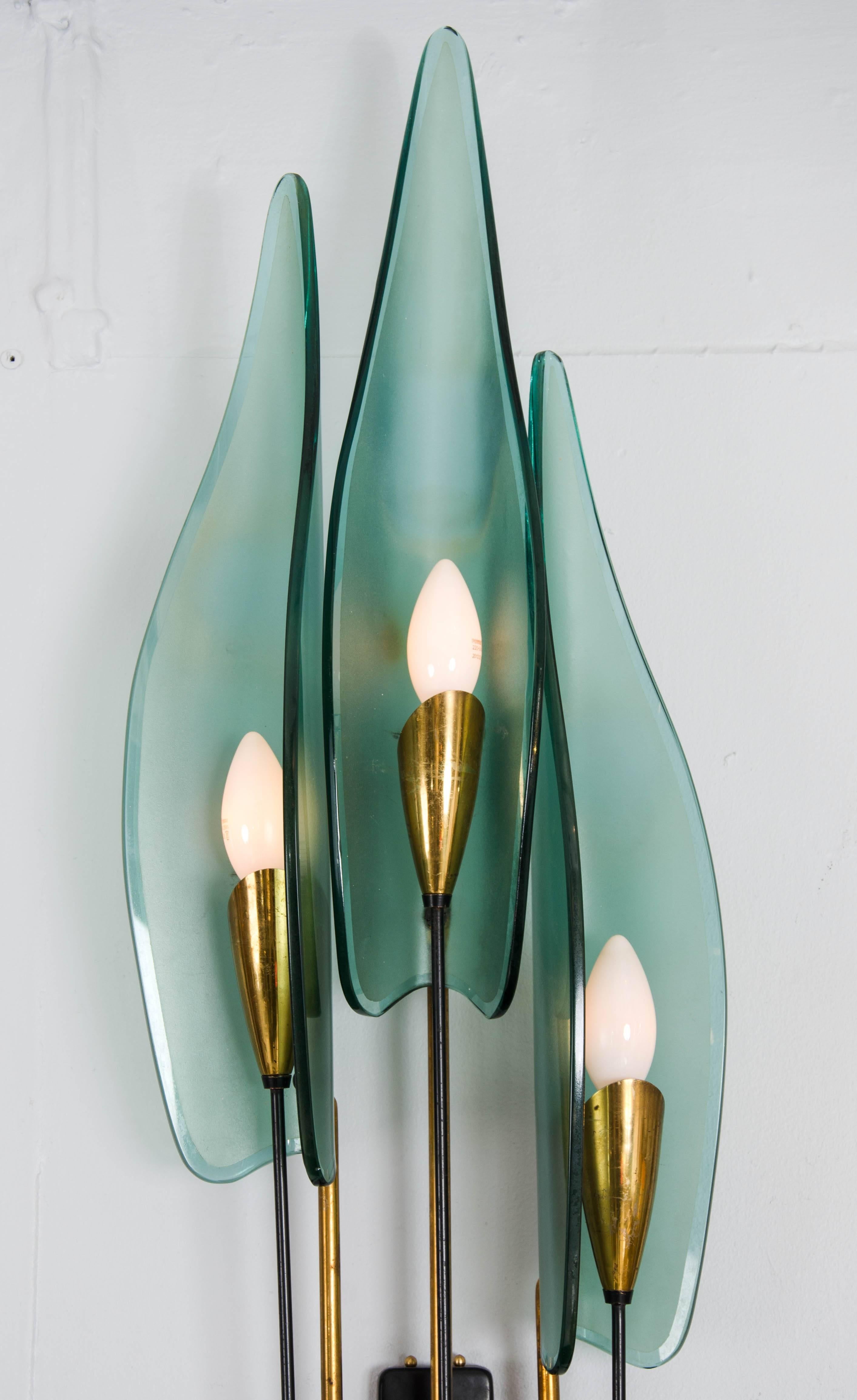 Pair of Italian Wall Lights, circa 1955 in the style of Max Ingrand. For Sale 4