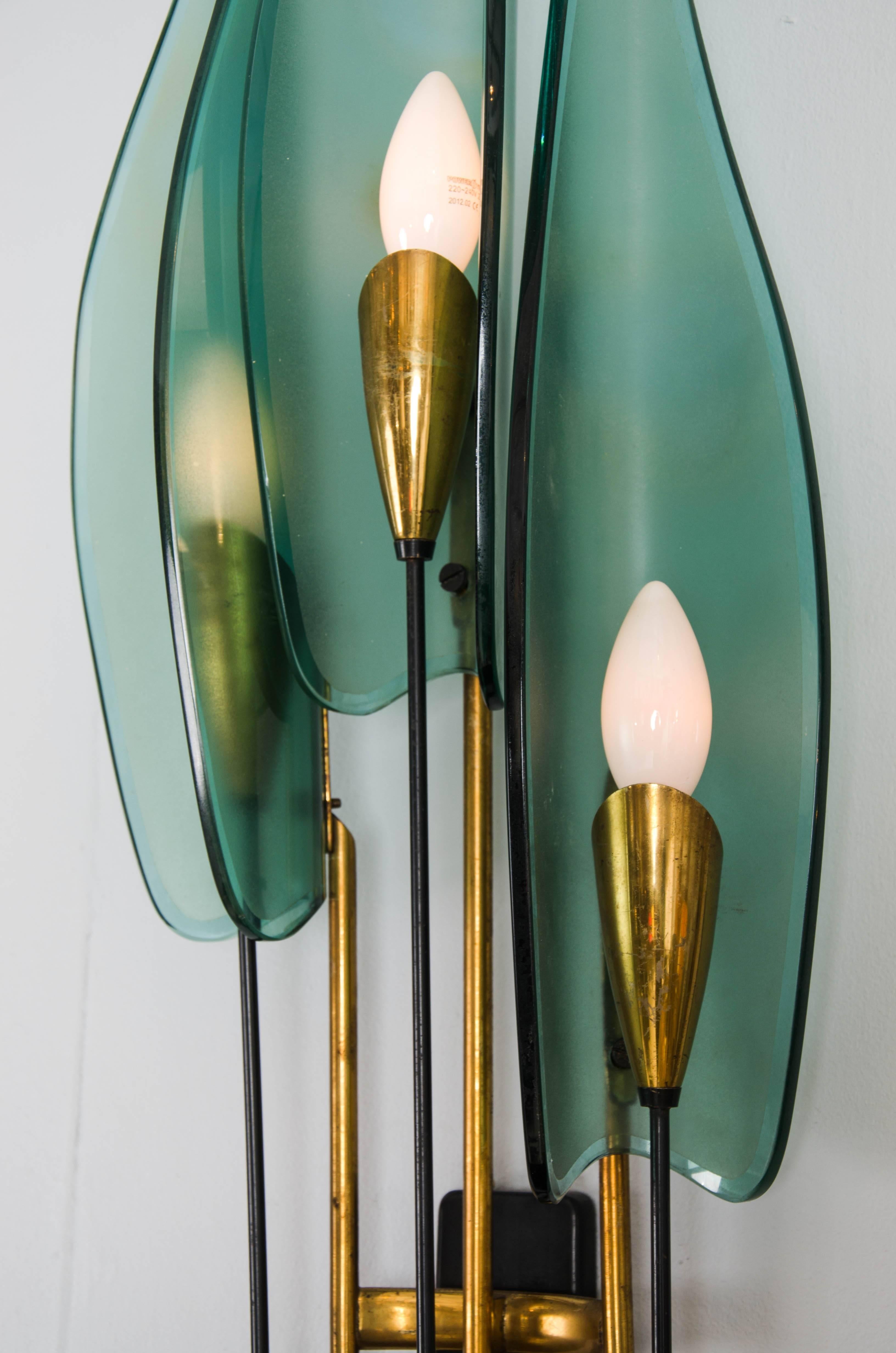 Pair of Italian Wall Lights, circa 1955 in the style of Max Ingrand. For Sale 5